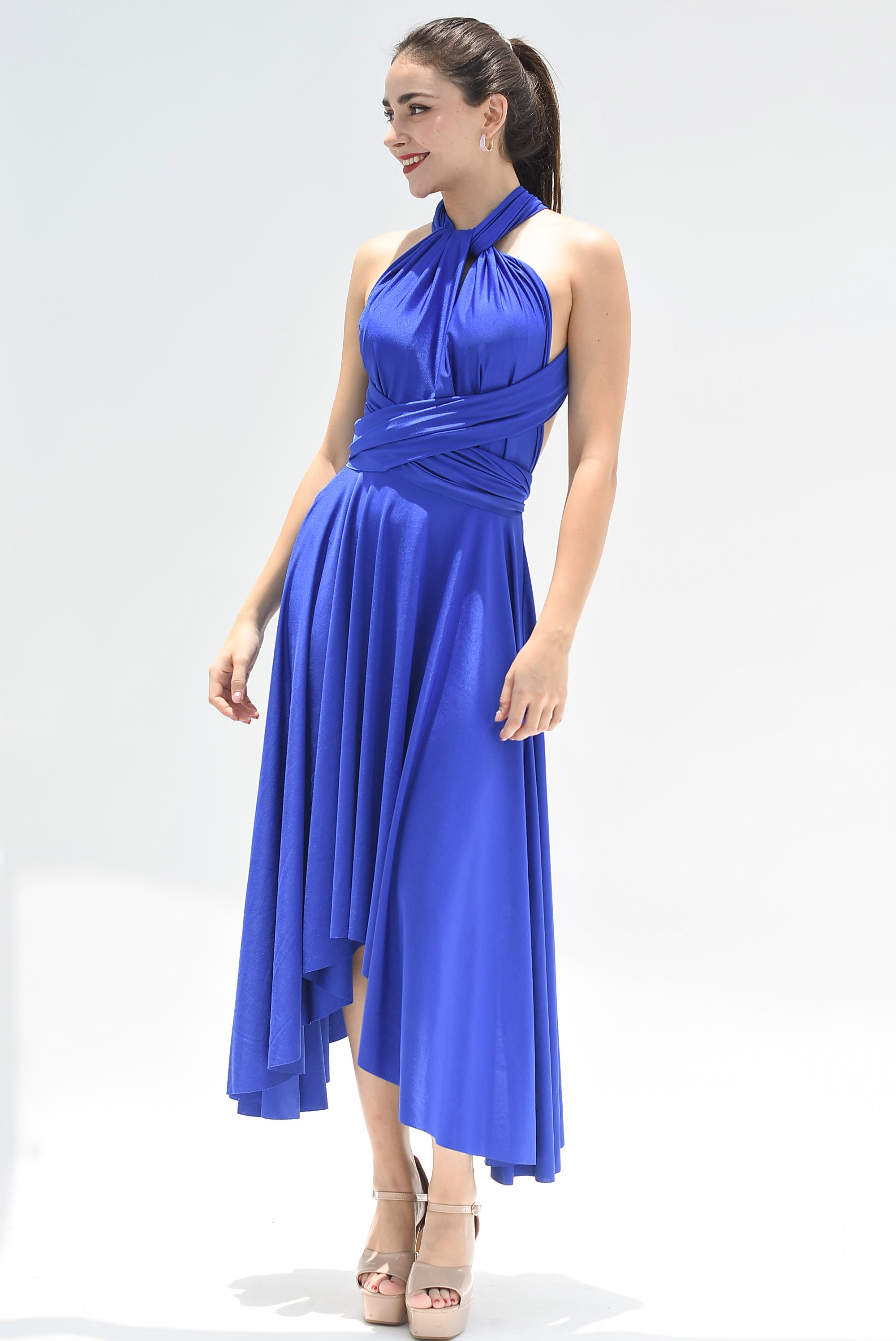 Vestido asimétrico Multiformes Azul Rey