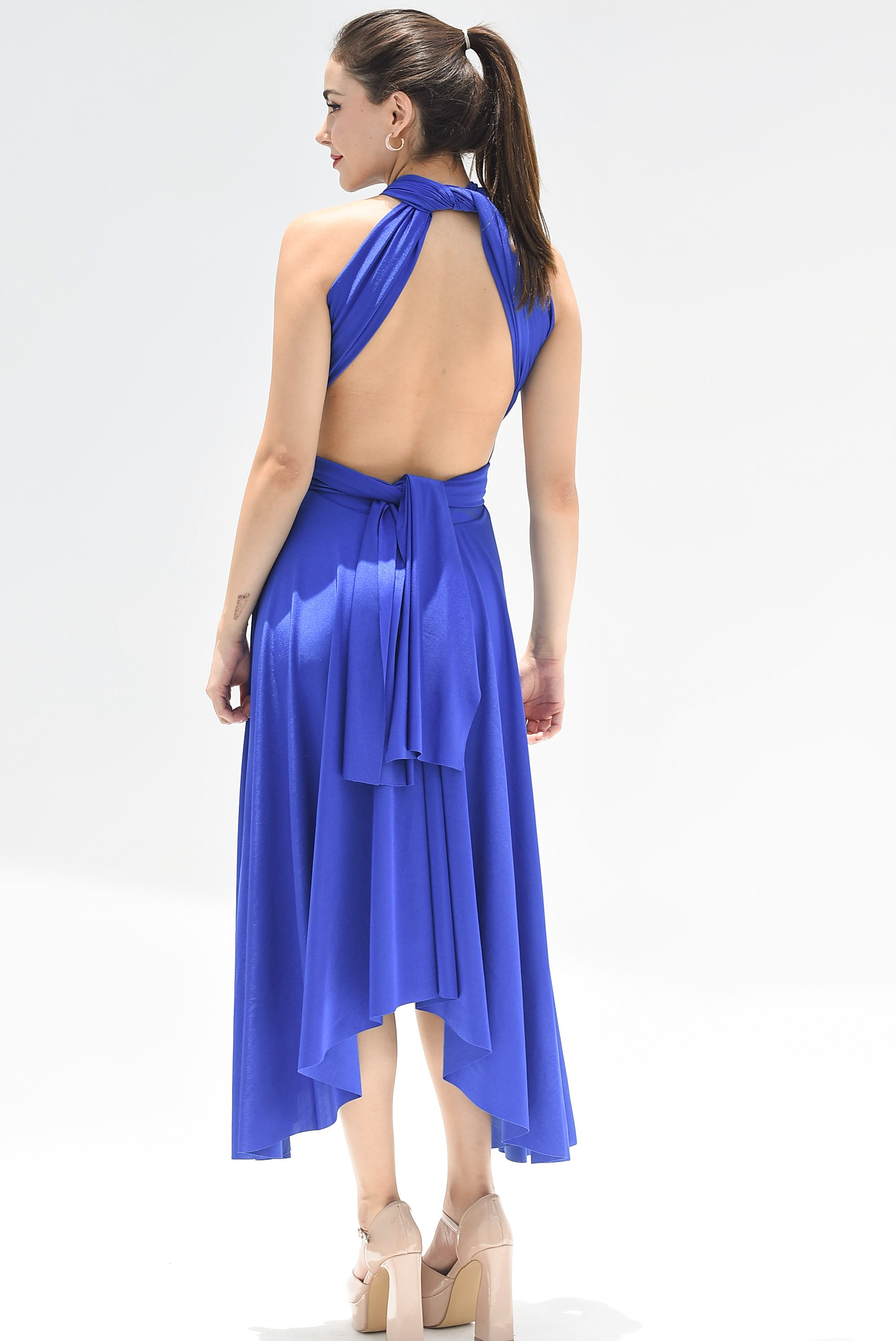 Vestido asimétrico Multiformes Azul Rey