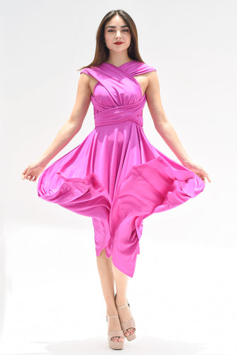 Vestido asimétrico Multiformes Magenta