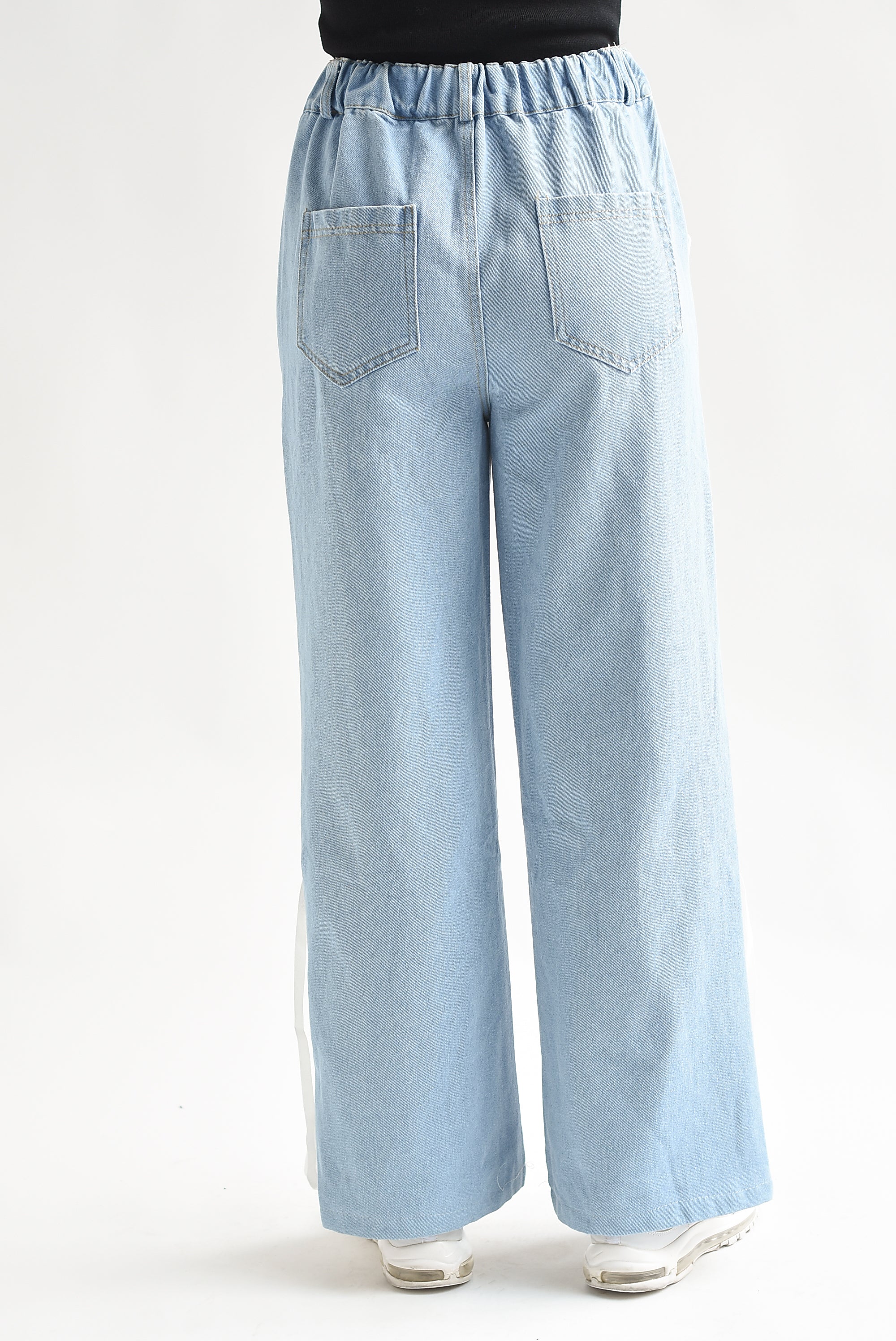 Pantalón track lazos Gris con Denim