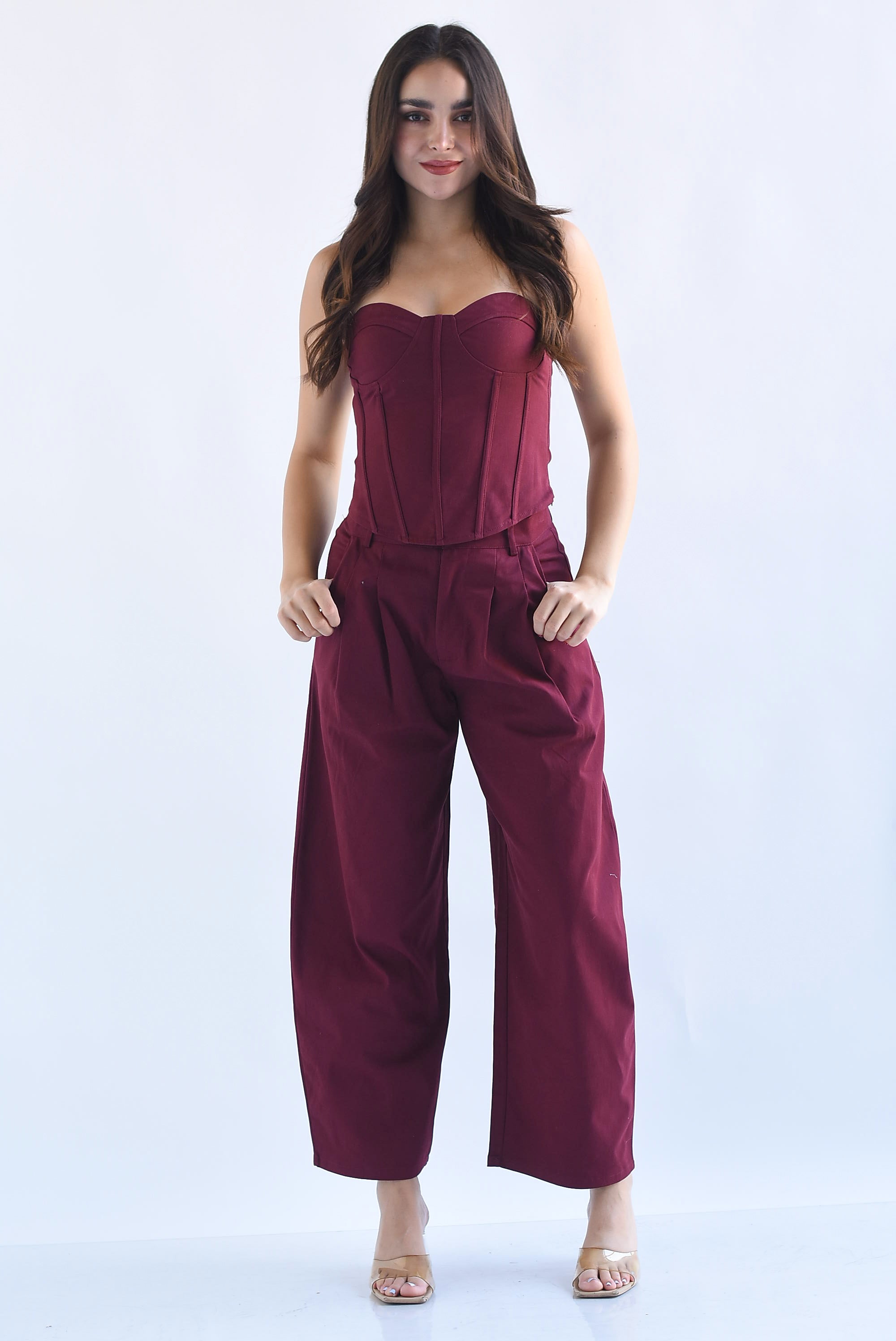Set Pantalón barrel y Top corset Denim