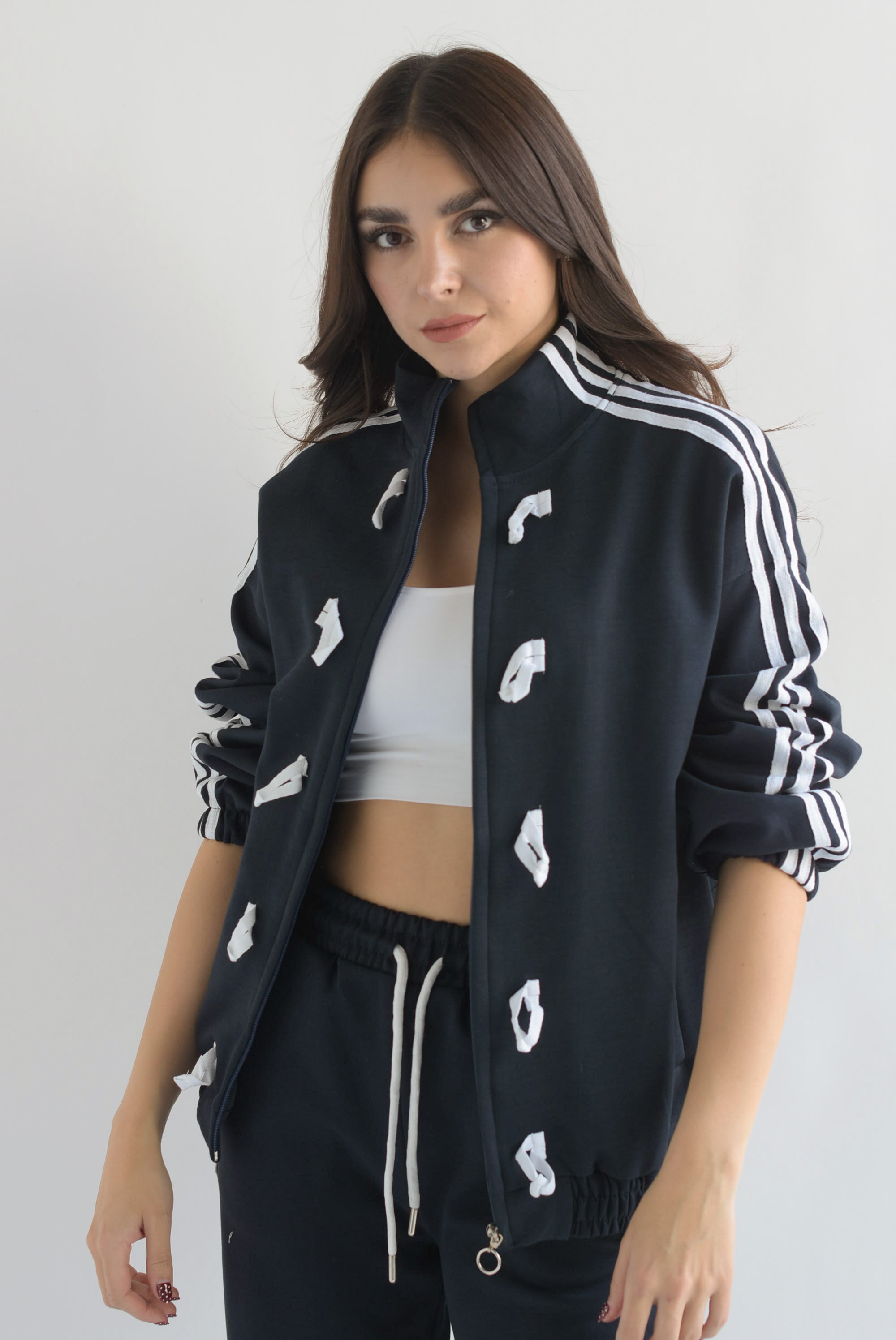 Set Pantalón y Chamarra lazos chinos track Azul Marino