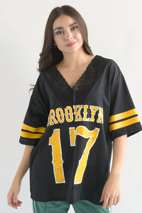 Fashion Styled Jersey encaje BROOKLYN Negro