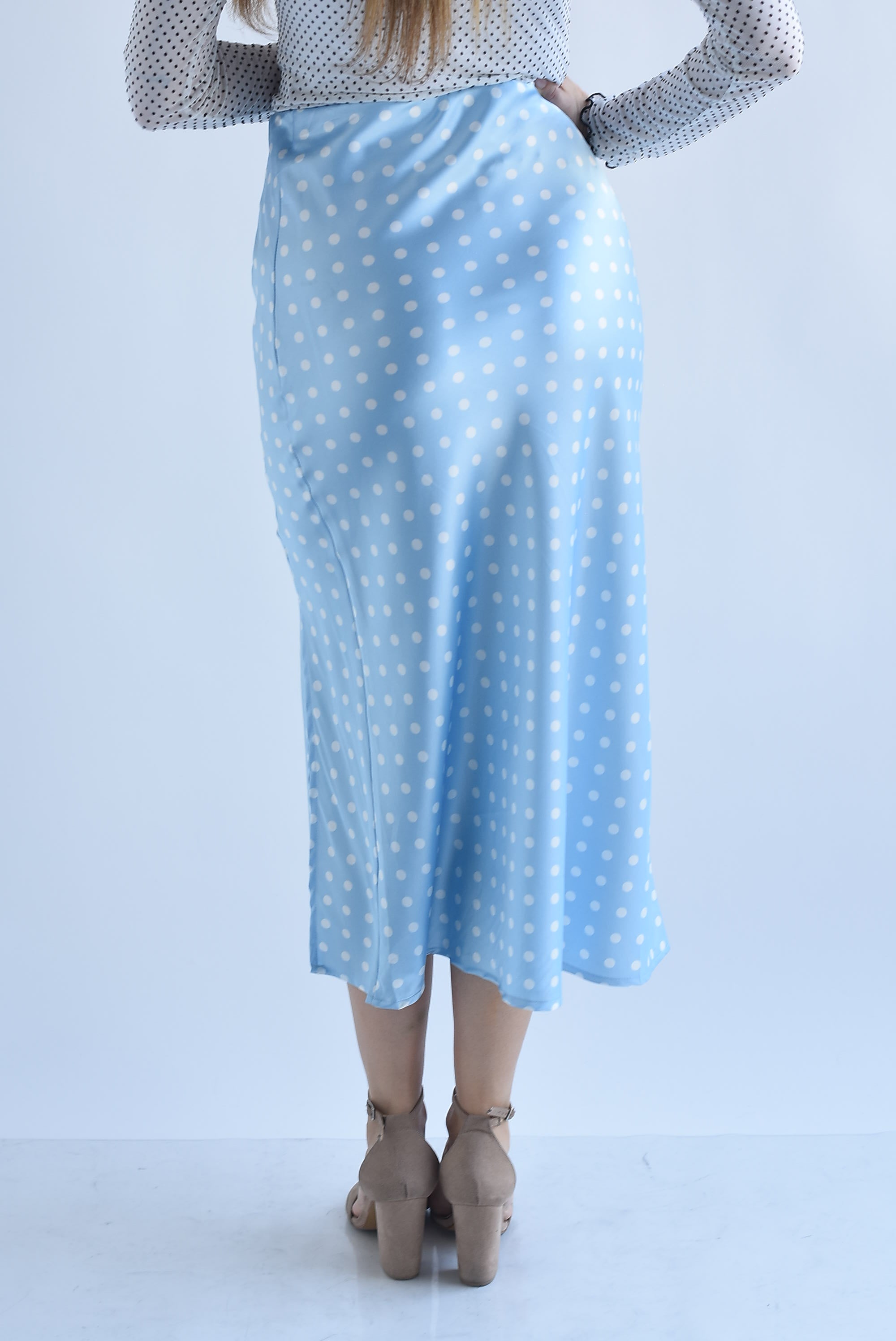 Falda lencera polka dots abertura