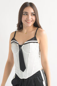 Fashion Styled Top corset corbata Blanco
