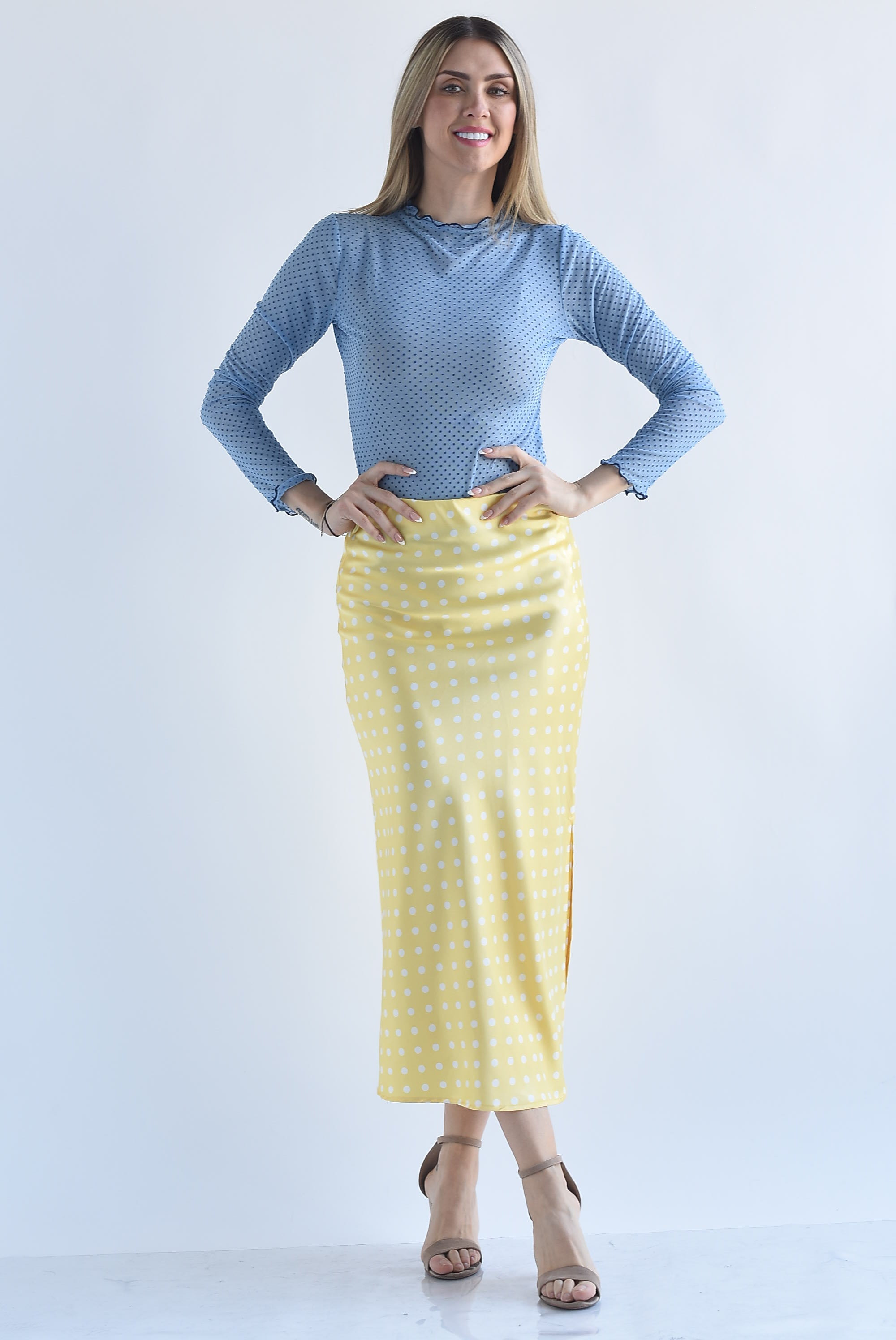 Falda lencera polka dots abertura