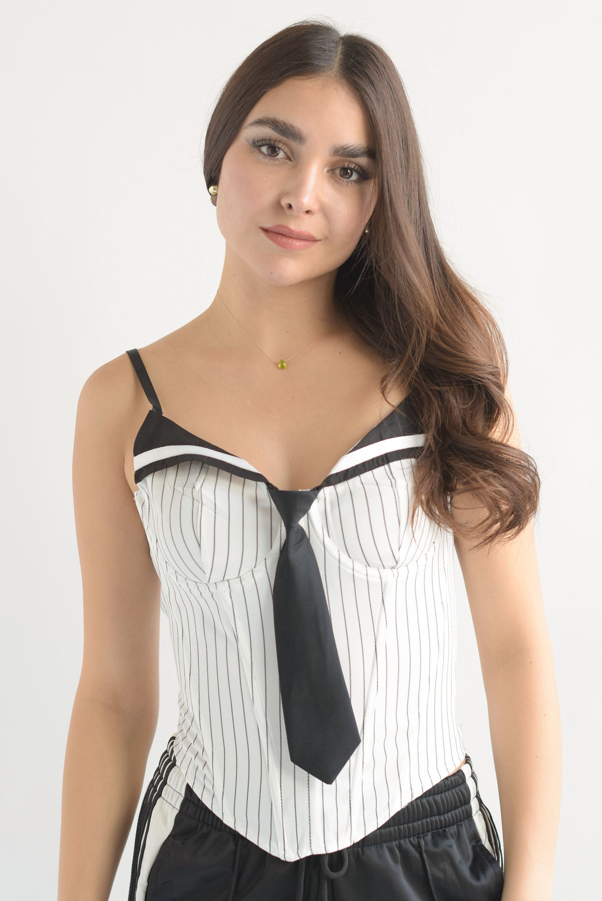 Top corset corbata Blanco