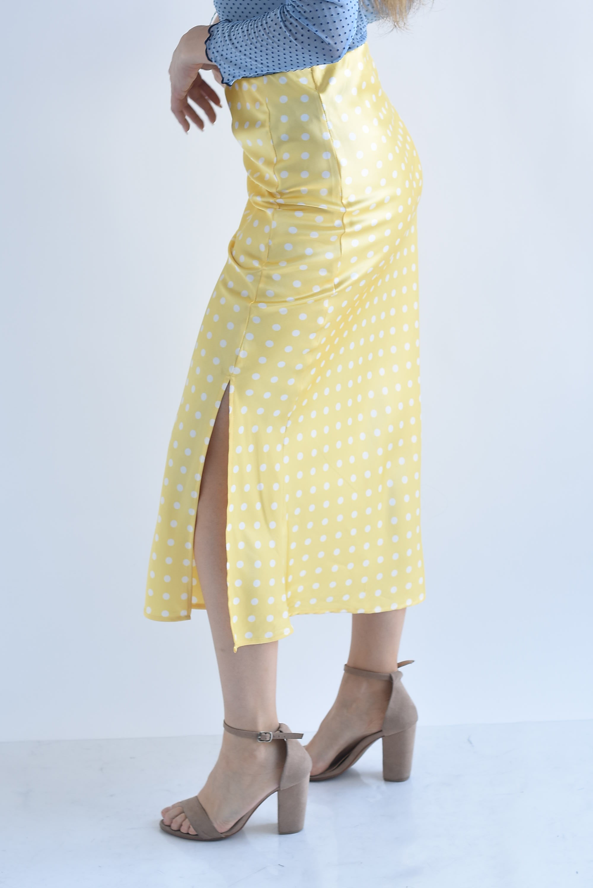 Falda lencera polka dots abertura