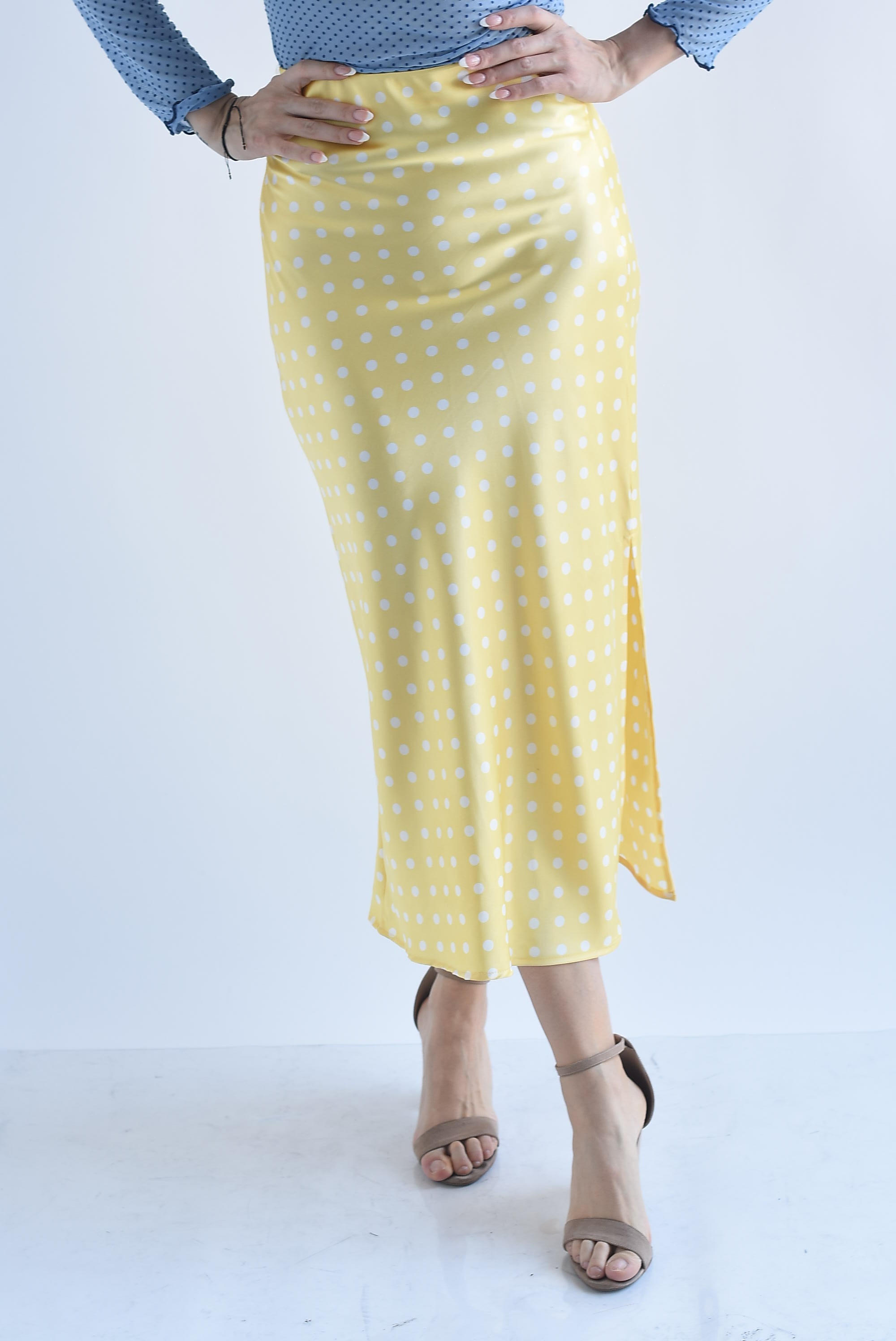 Falda lencera polka dots abertura