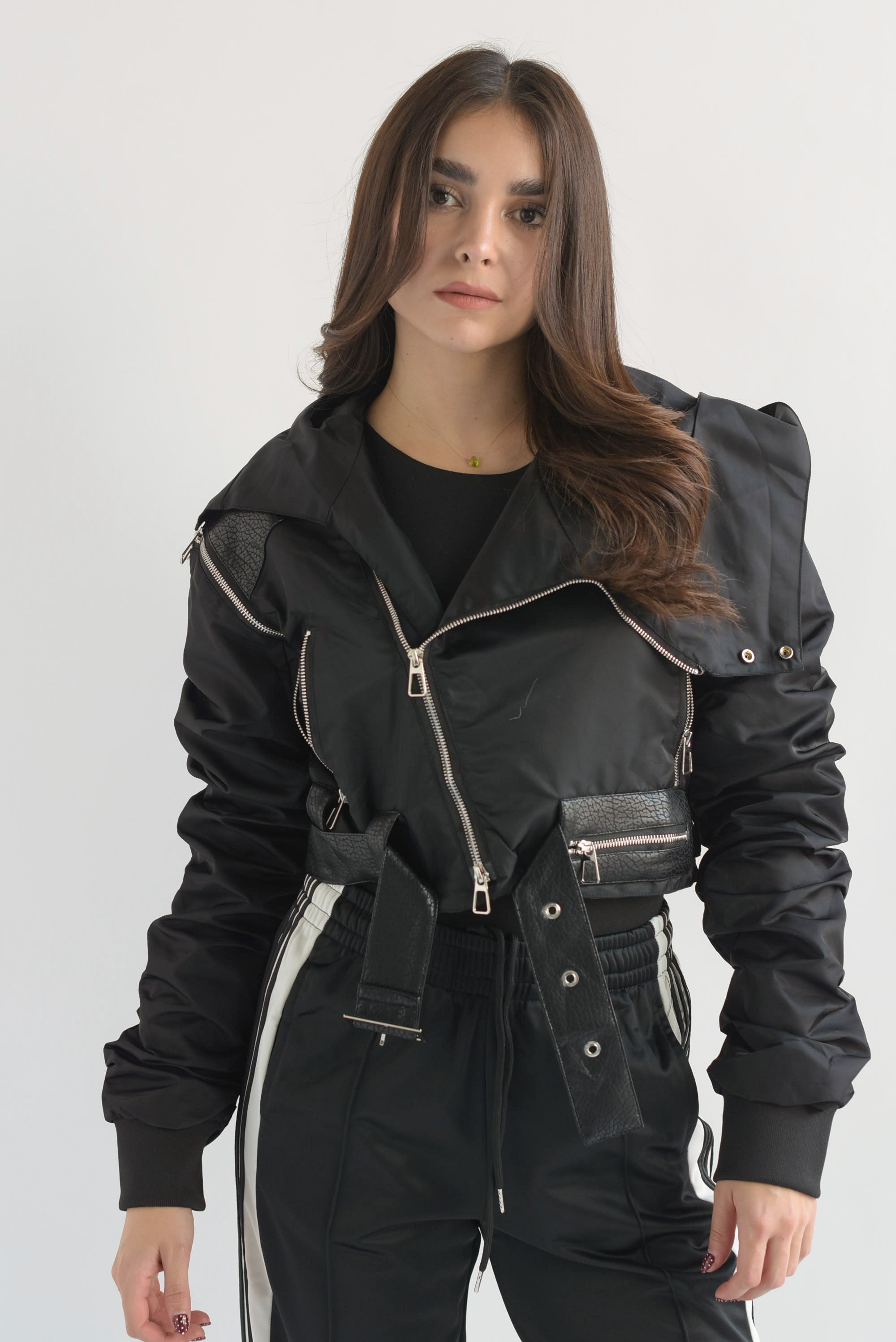 Chamarra biker convertible chaleco Negro