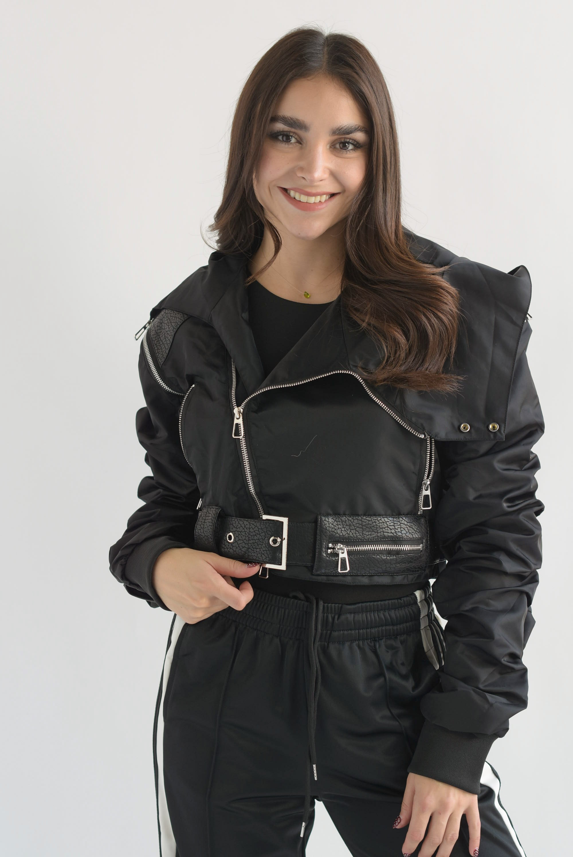 Chamarra biker convertible chaleco Negro