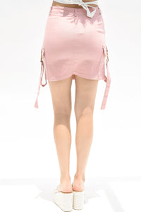 Fashion Styled Mini falda cargo denim broche Rosa Claro