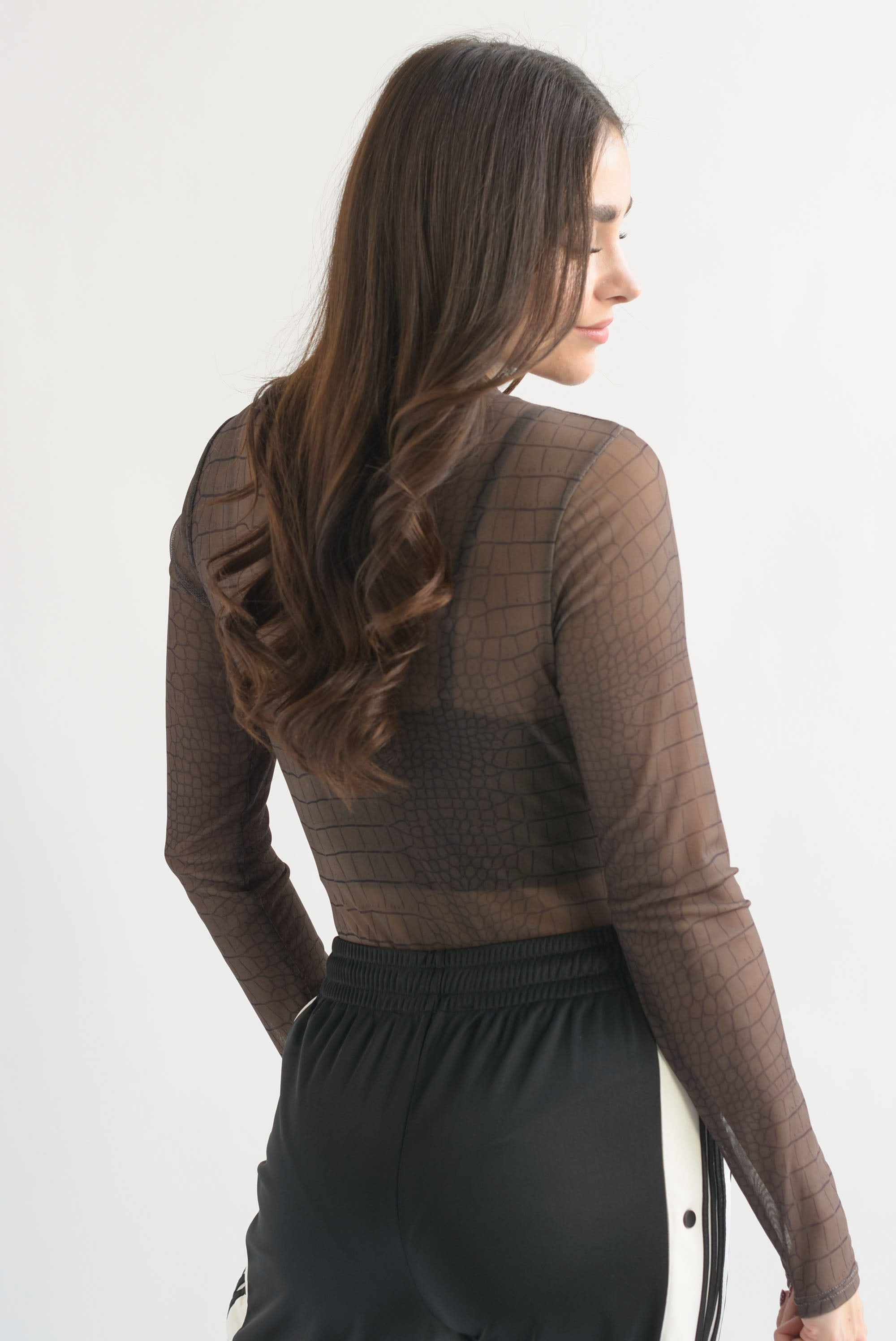 Body mesh manga larga cocodrilo Café