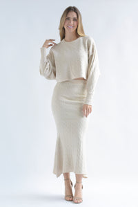 Fashion Styled Set Falda y Sweater punto ochos Ivory