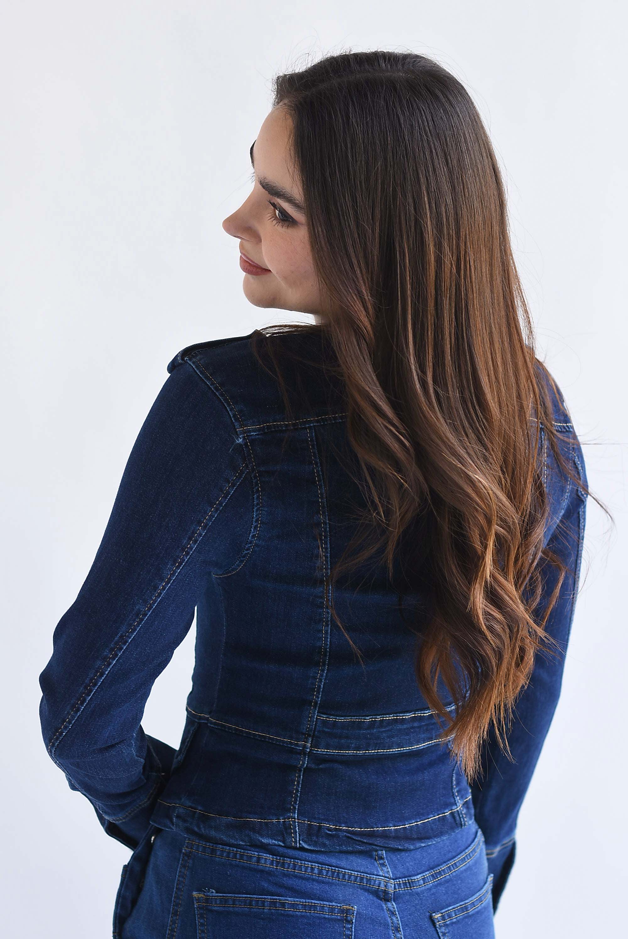 Blazer militar Denim cierre