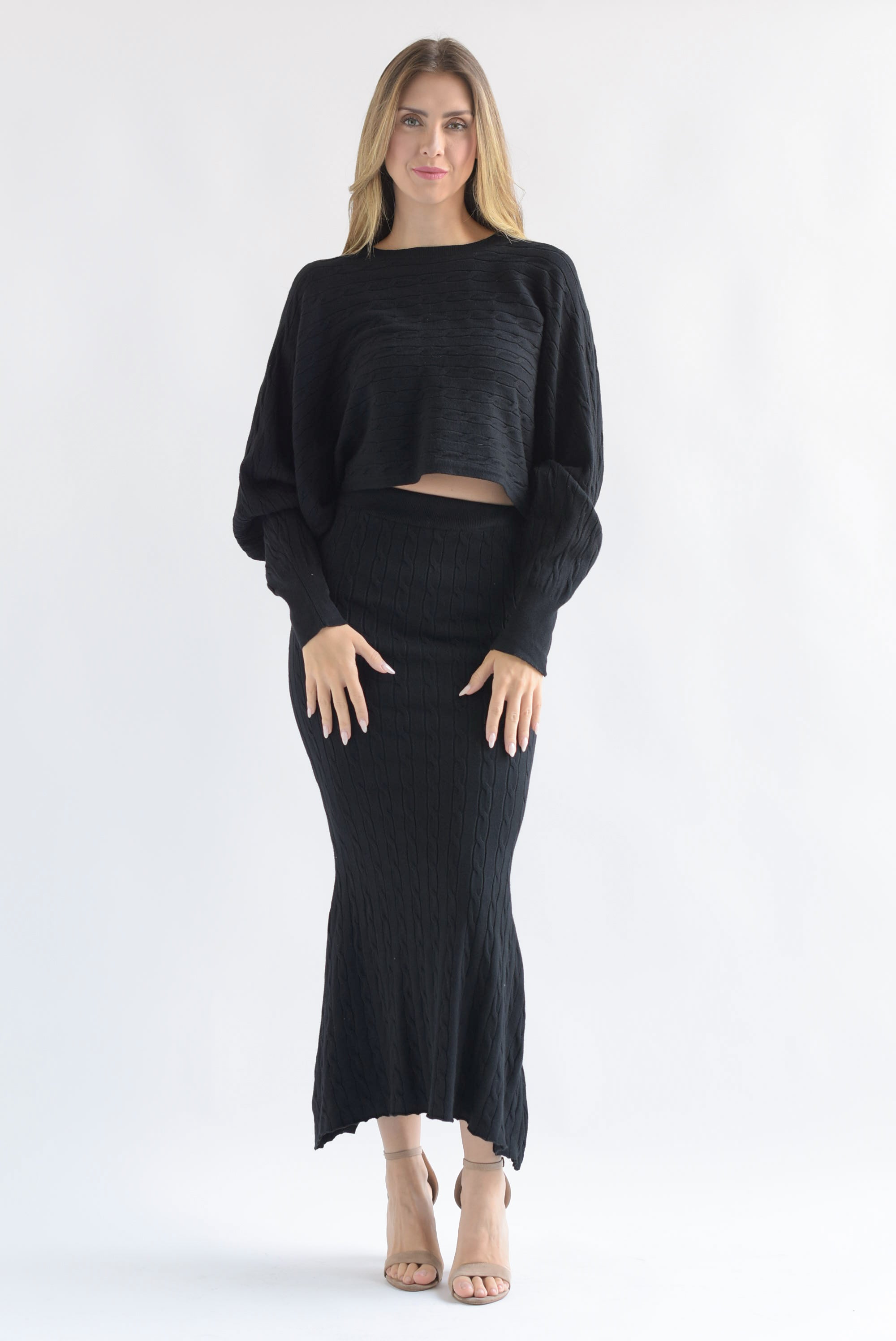 Set Falda y Sweater punto ochos Negro