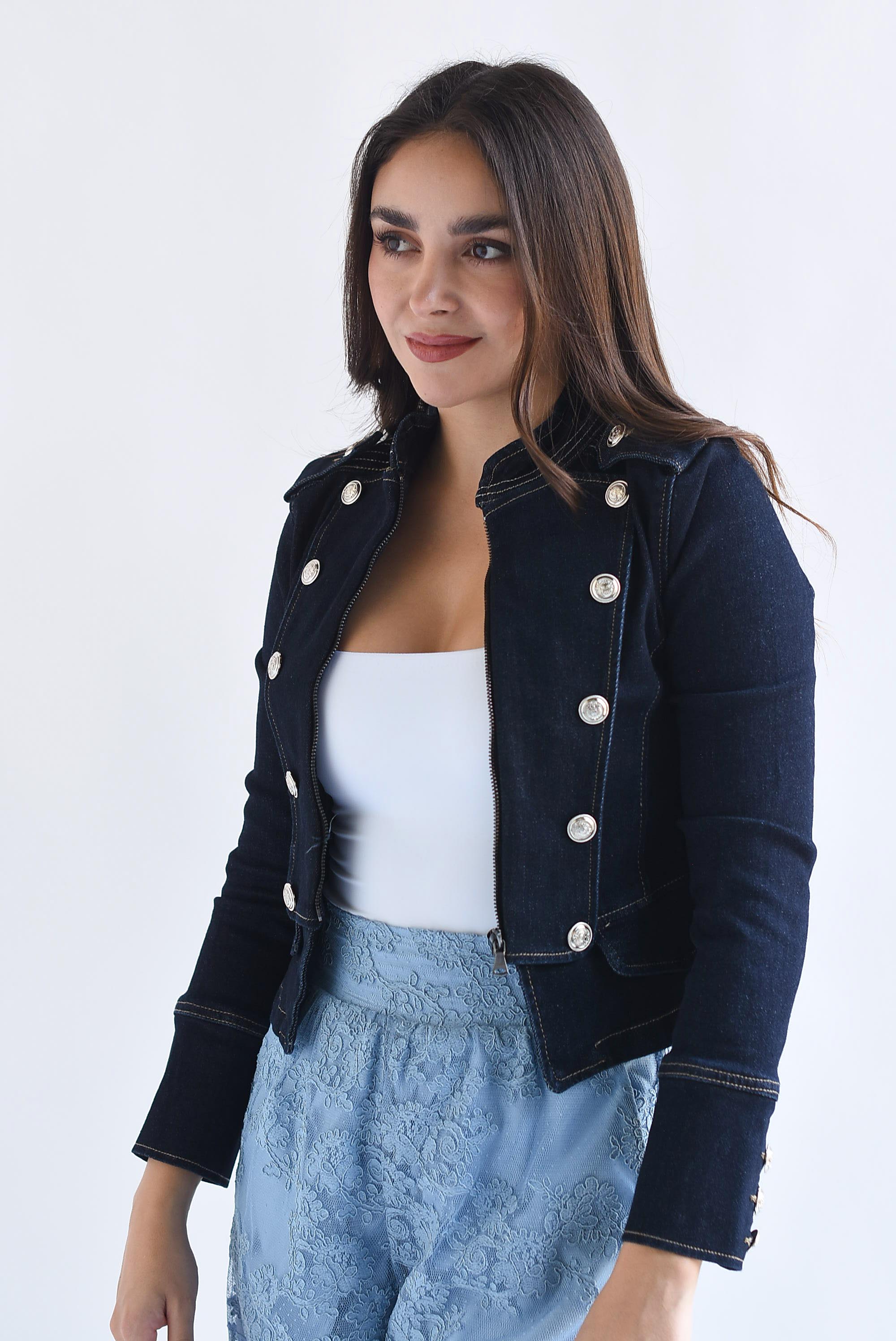 Blazer militar Denim cierre