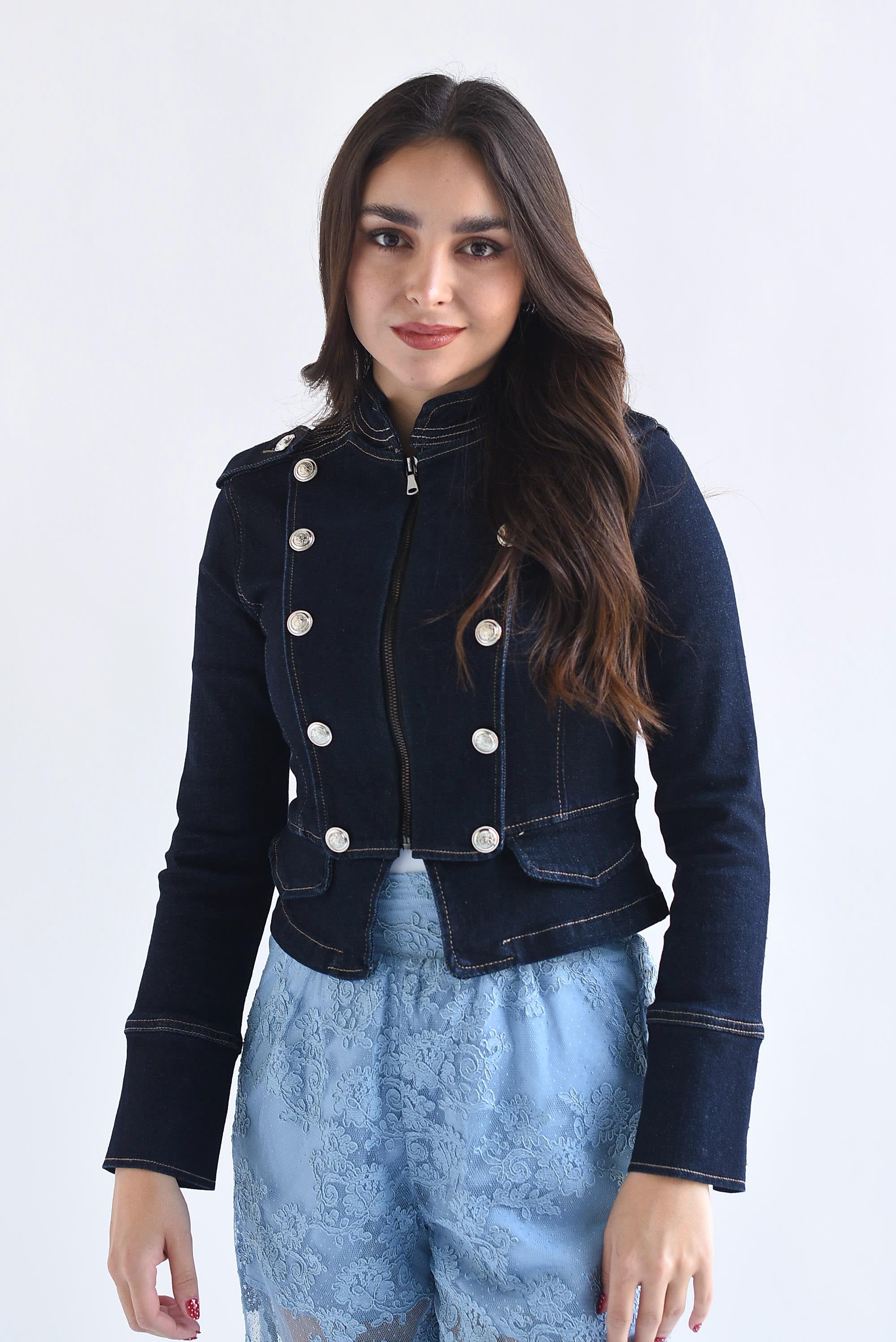 Blazer militar Denim cierre