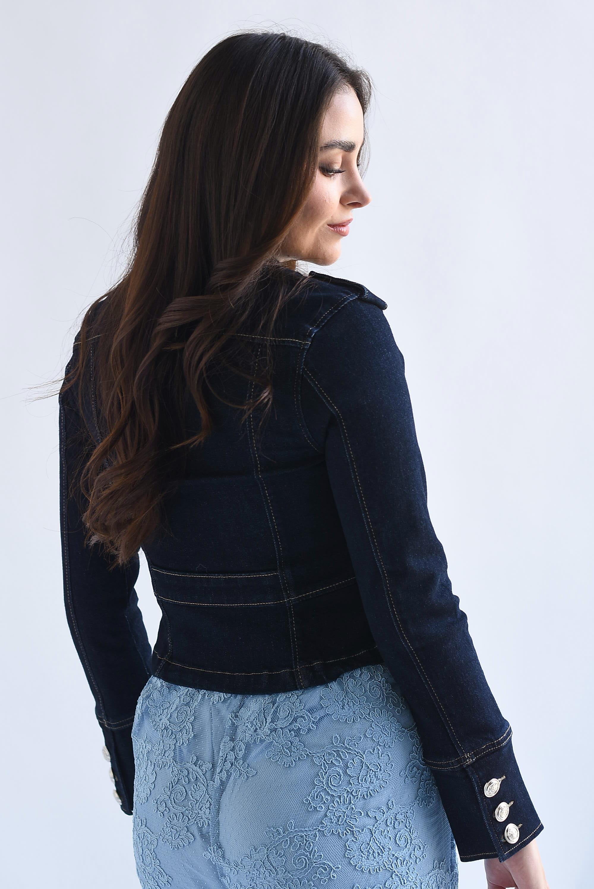 Blazer militar Denim cierre