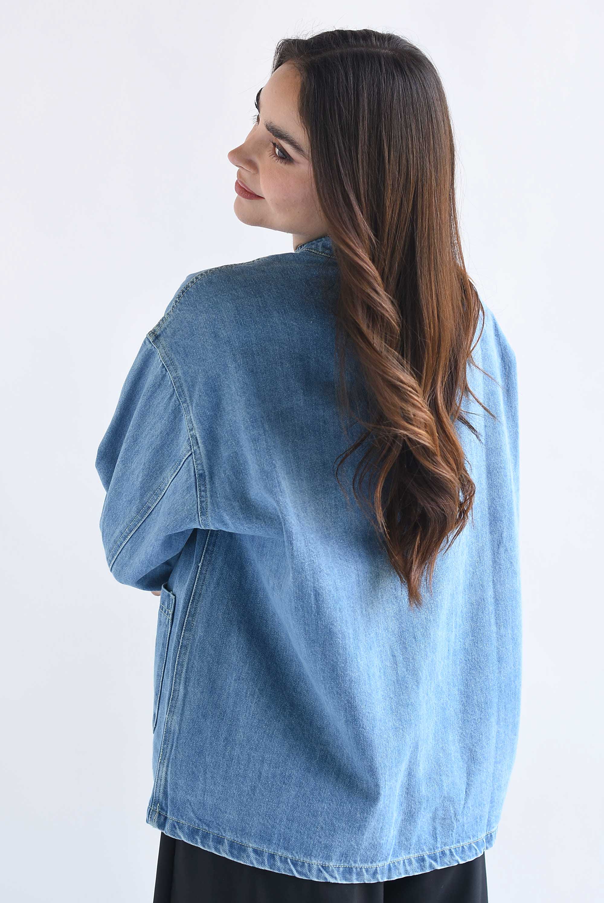 Chamarra Denim lazos chinos