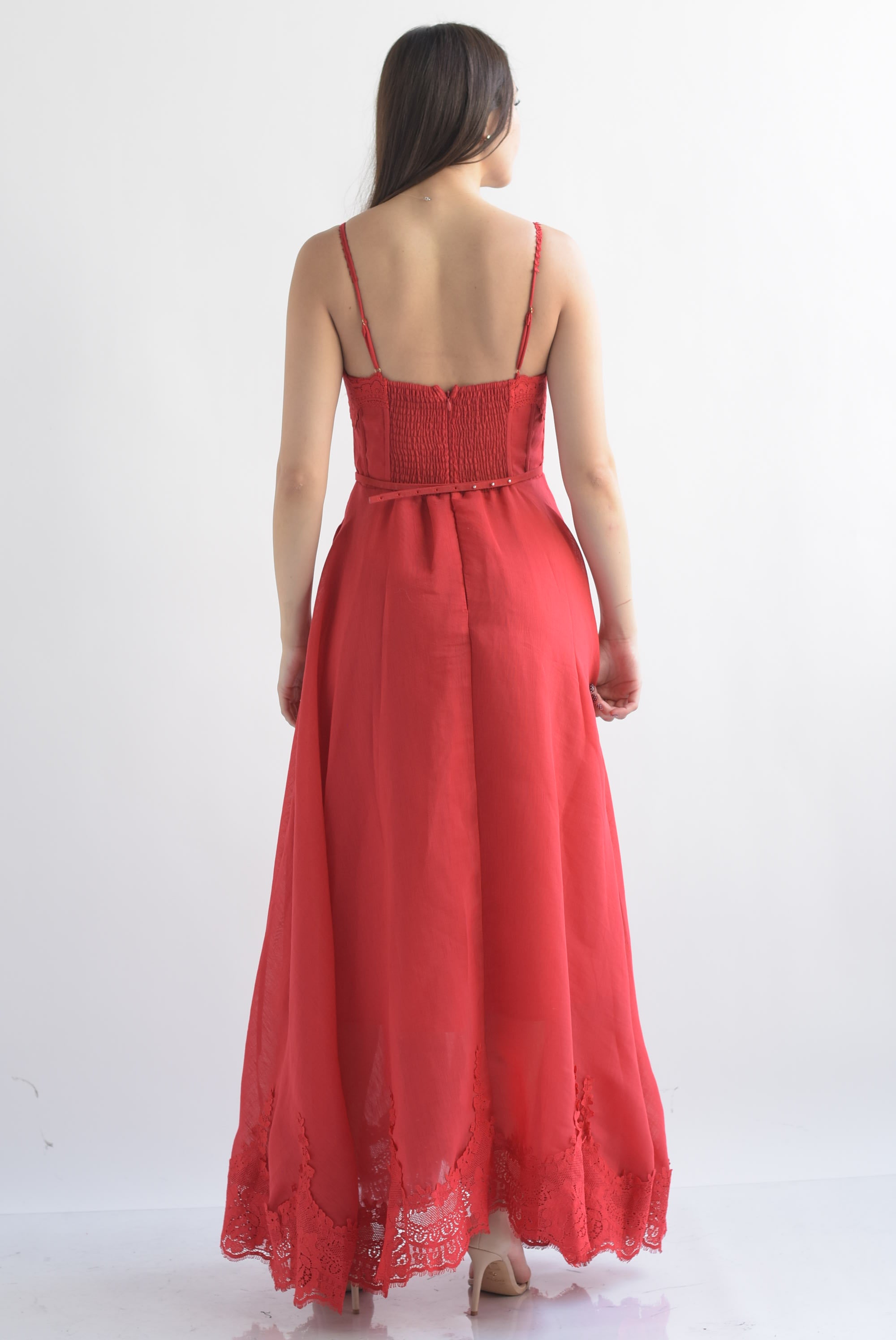 Vestido corset olán encaje Rojo