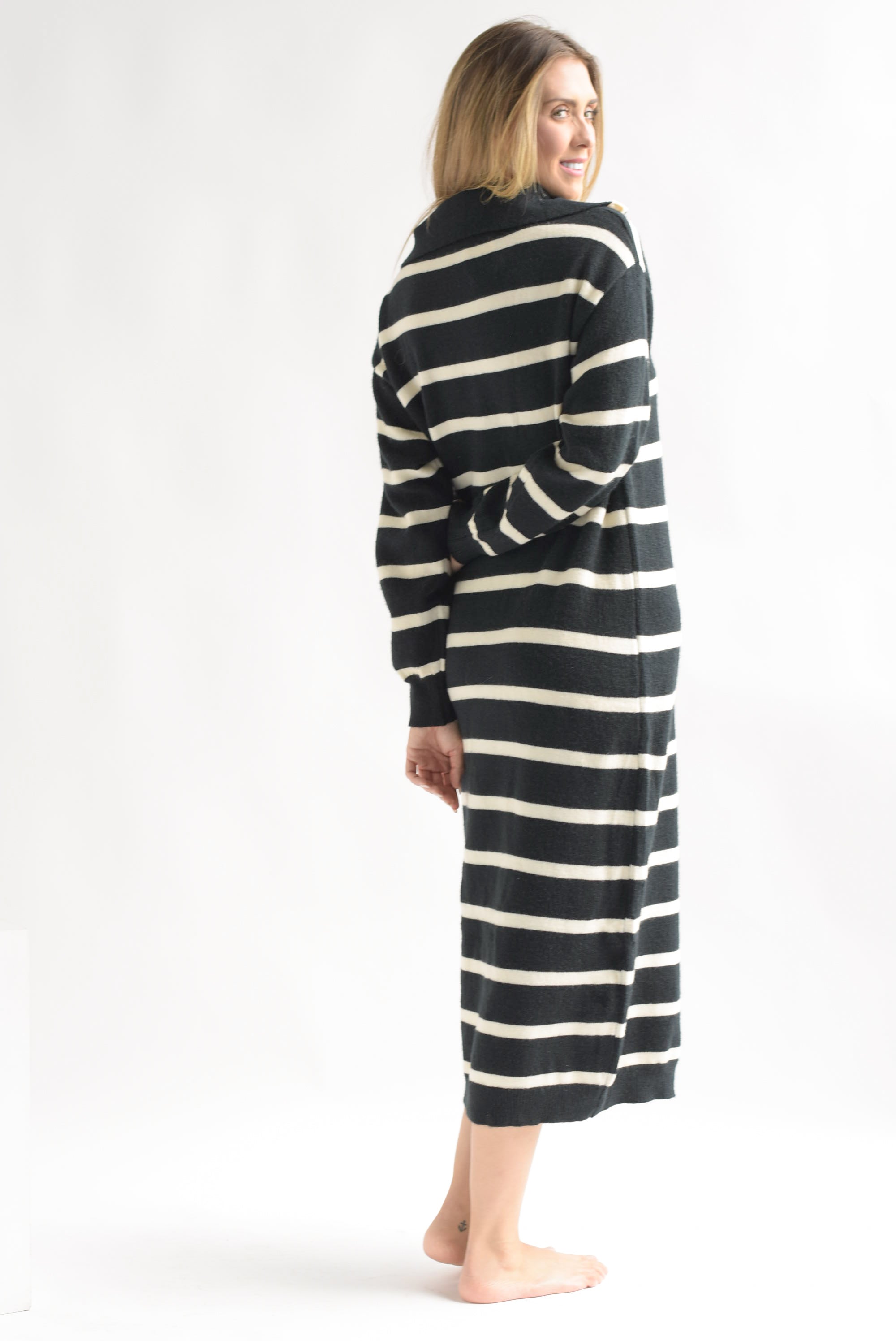 Vestido largo líneas punto Negro