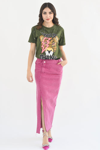 Falda Denim pretina asimétrica Rosa