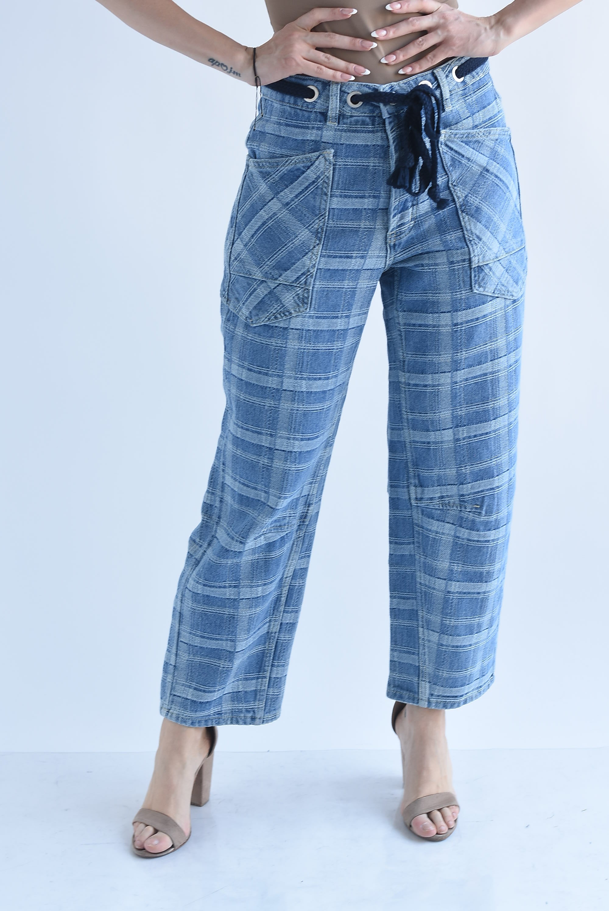 Jeans barrel cuadros