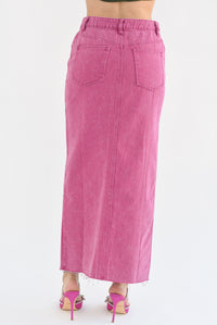 Fashion Styled Falda Denim pretina asimétrica Rosa