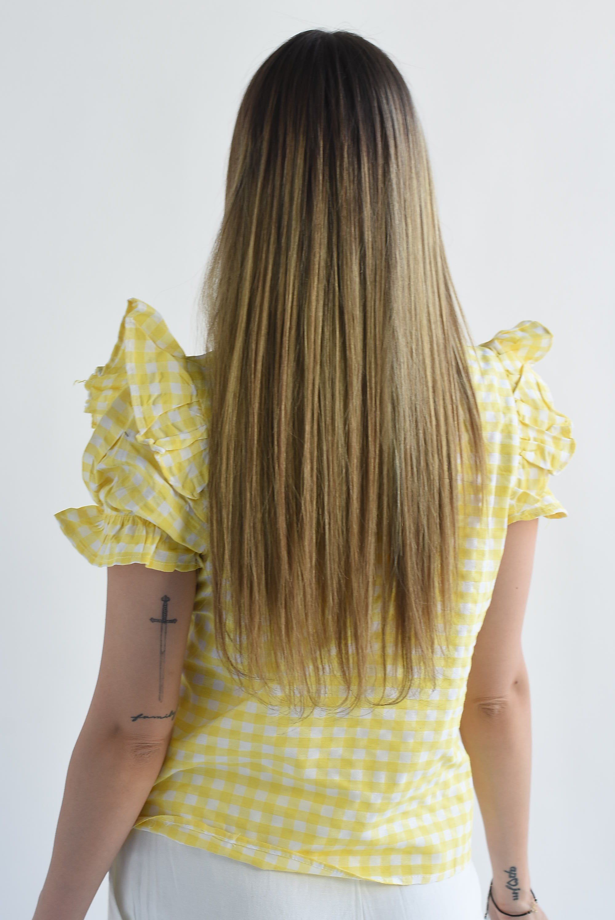 Blusa manga puffy cuadro vichy