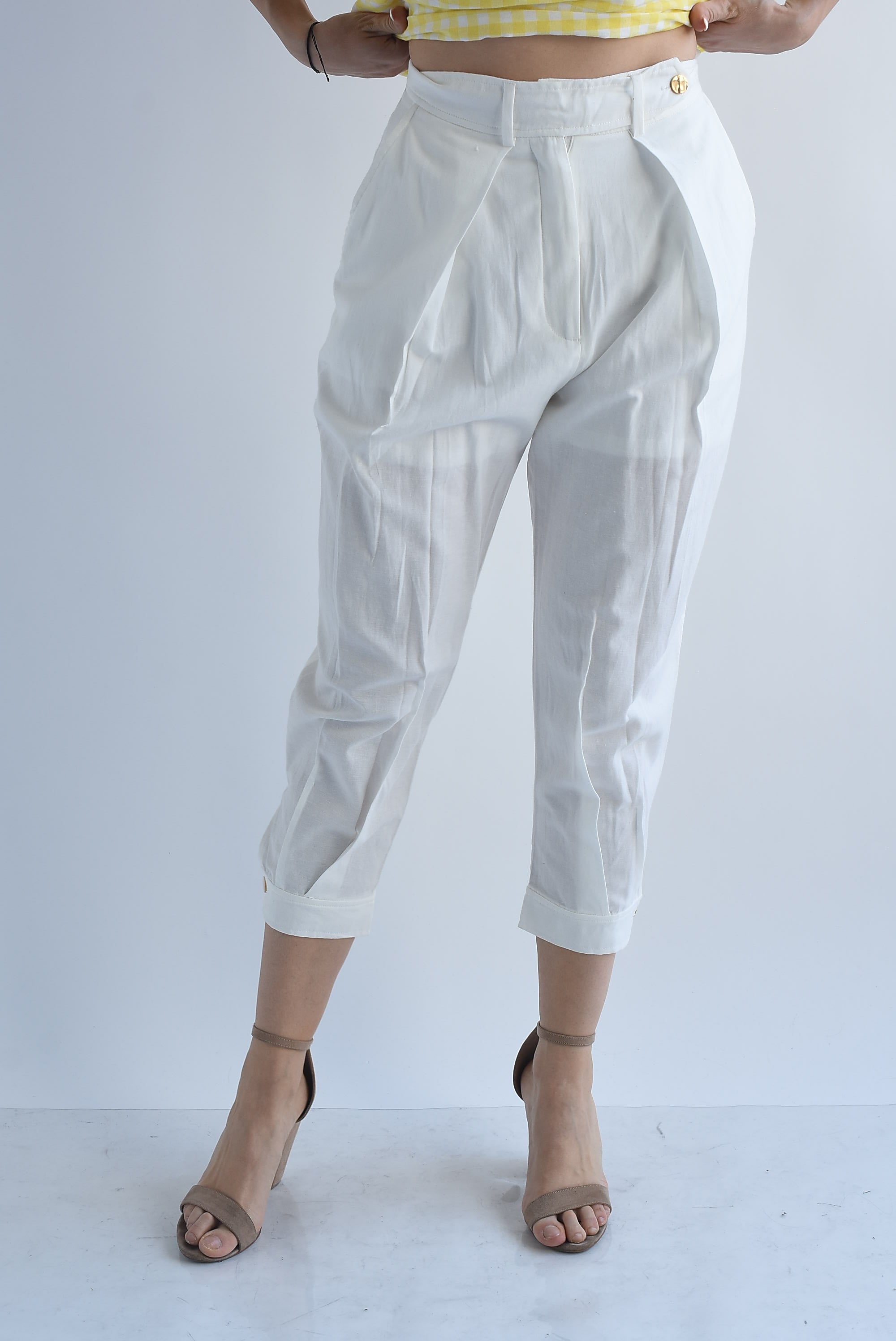 Pantalón globo pinzas tipo lino