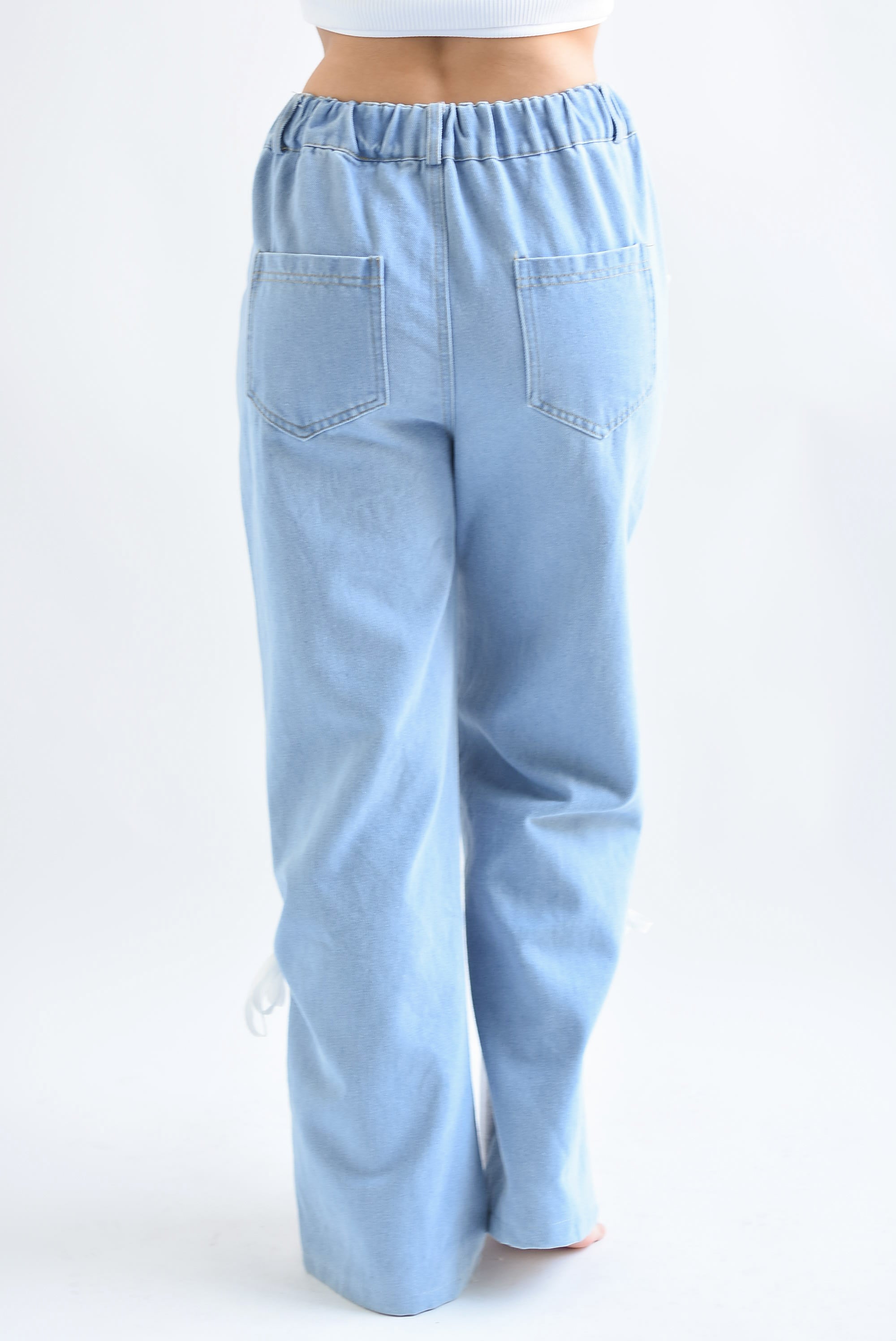 Pantalón track lazos Gris con Denim