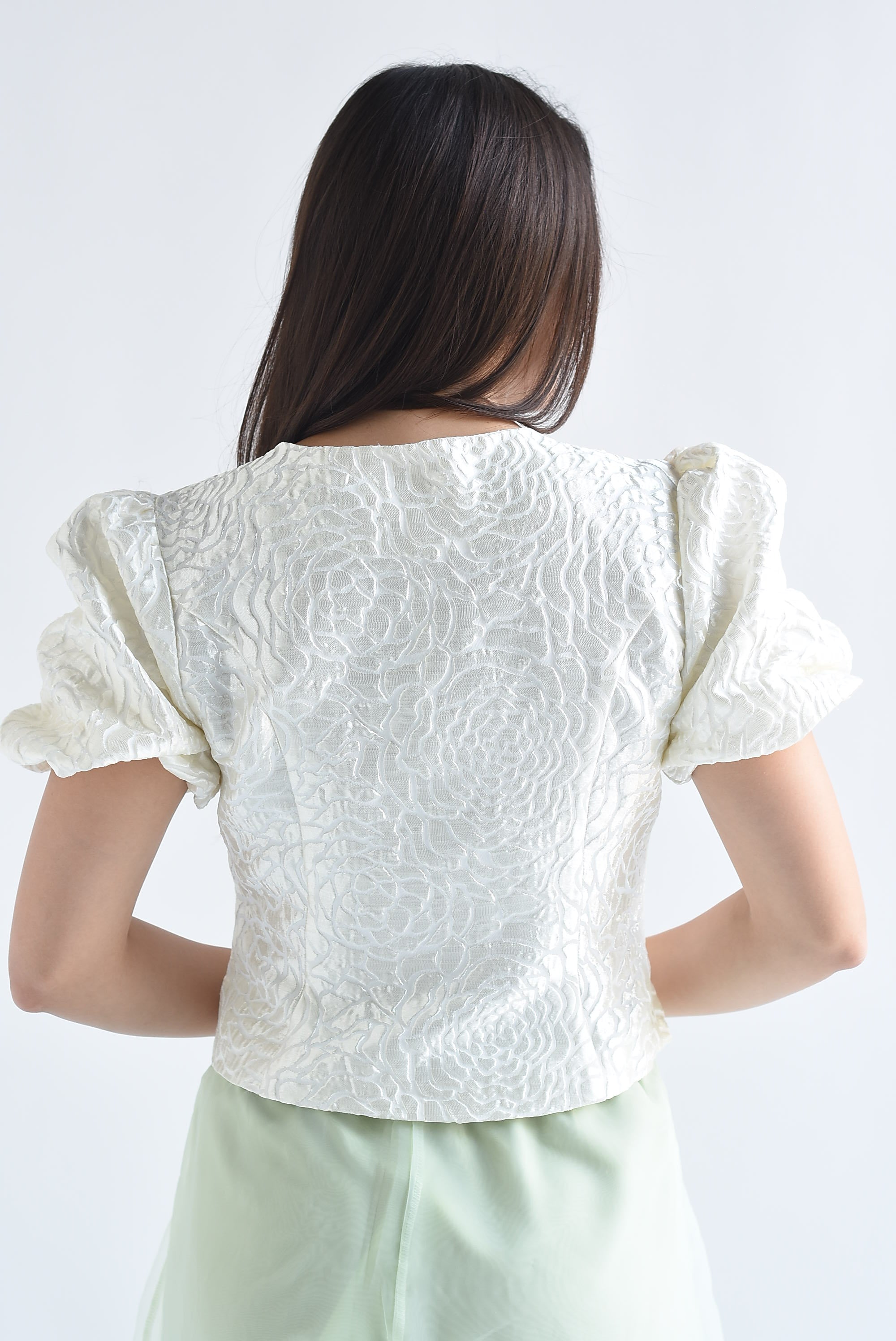 Blusa manga aglobada flores tapiz
