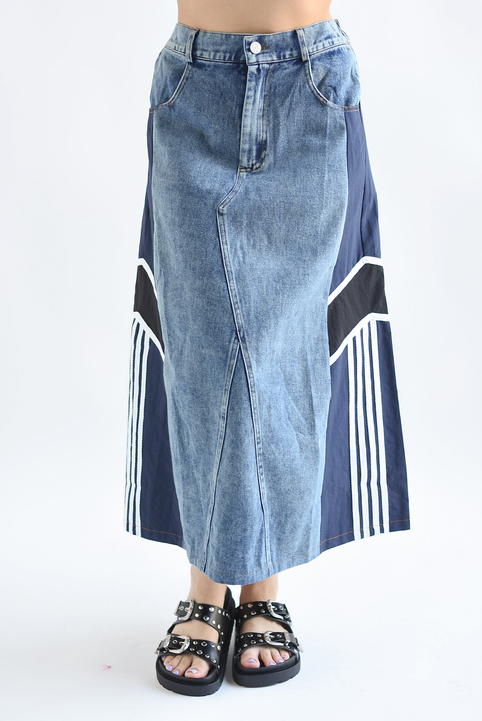 Falda Denim track parachute Azul Marino