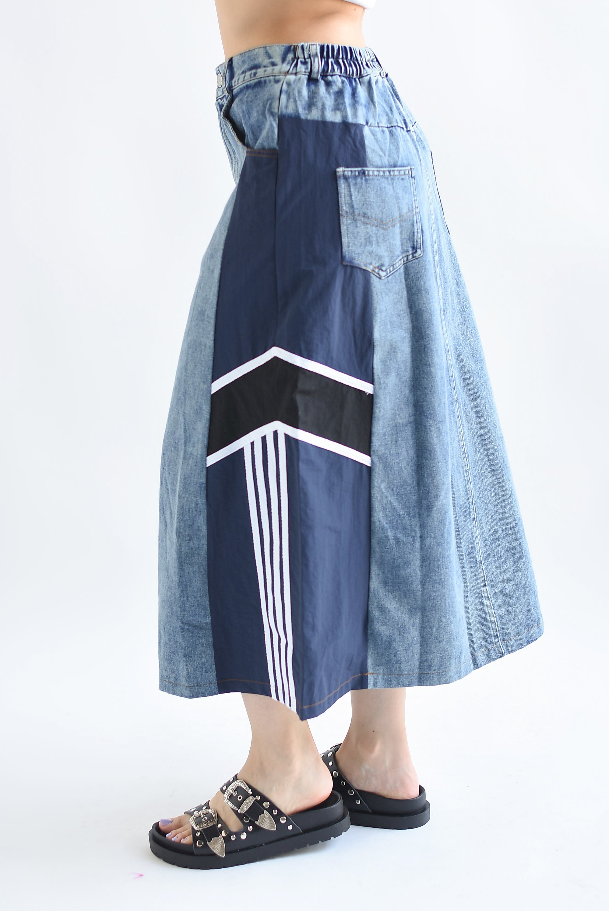Falda Denim track parachute Azul Marino