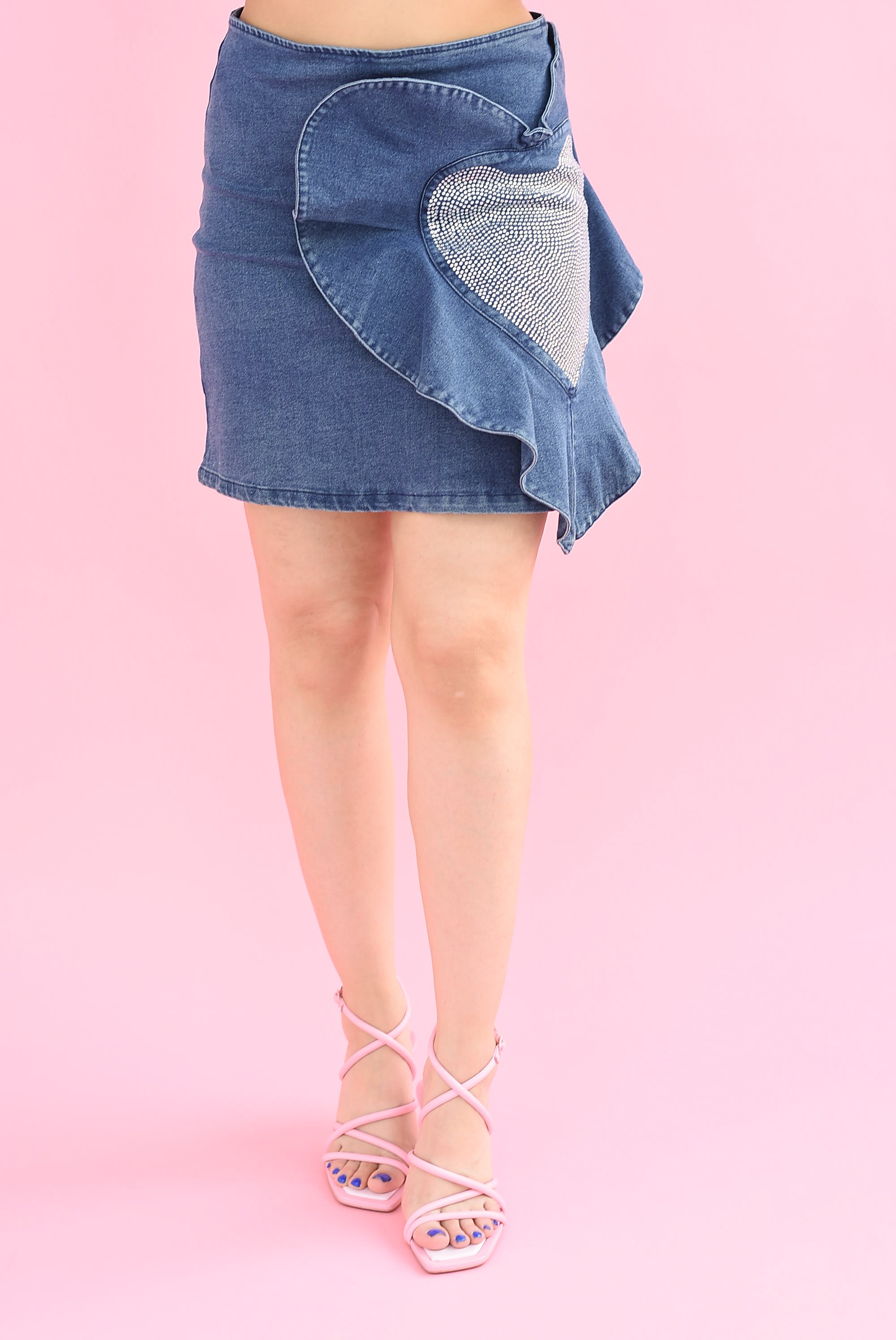 Falda mini corazón olán Denim