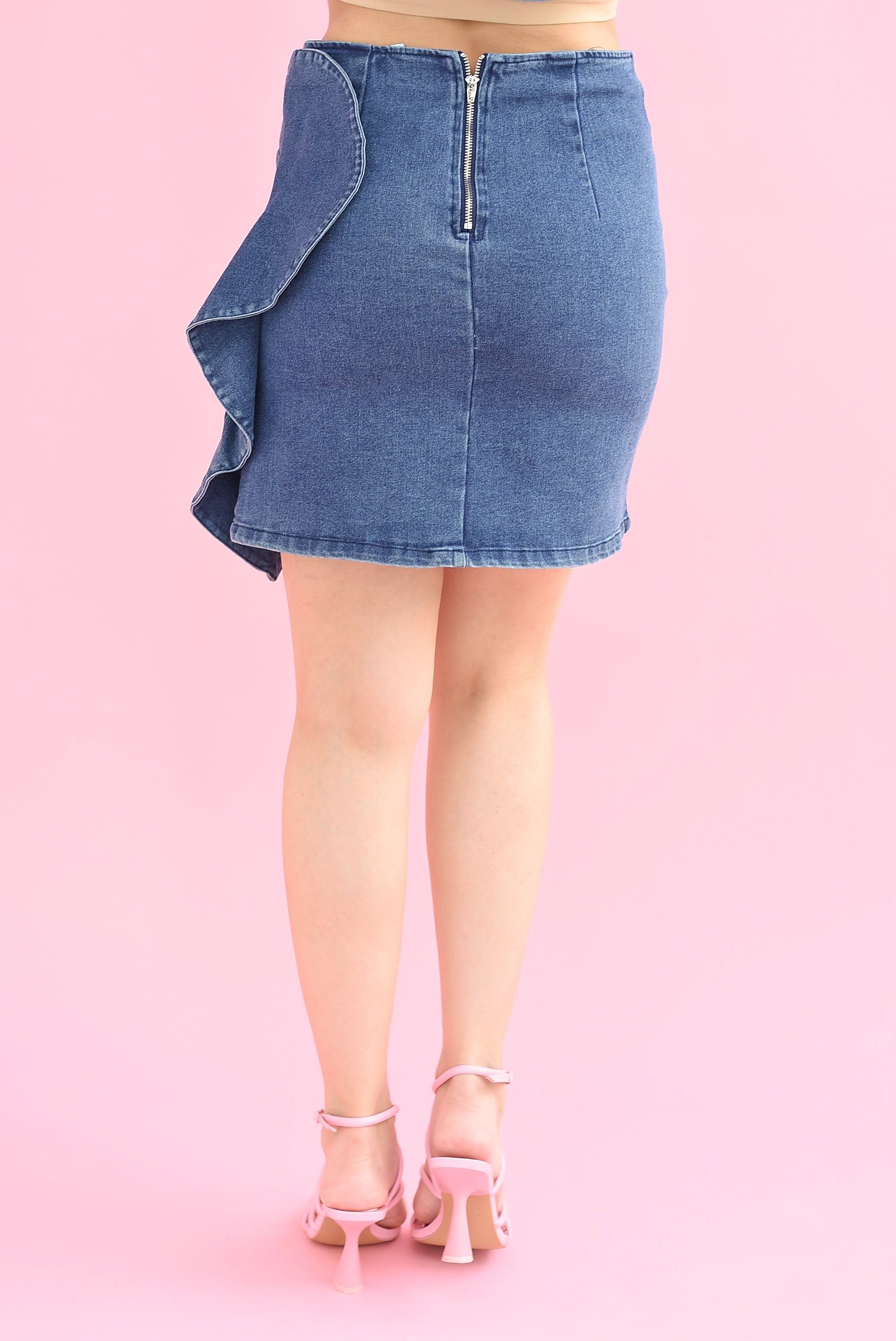 Falda mini corazón olán Denim