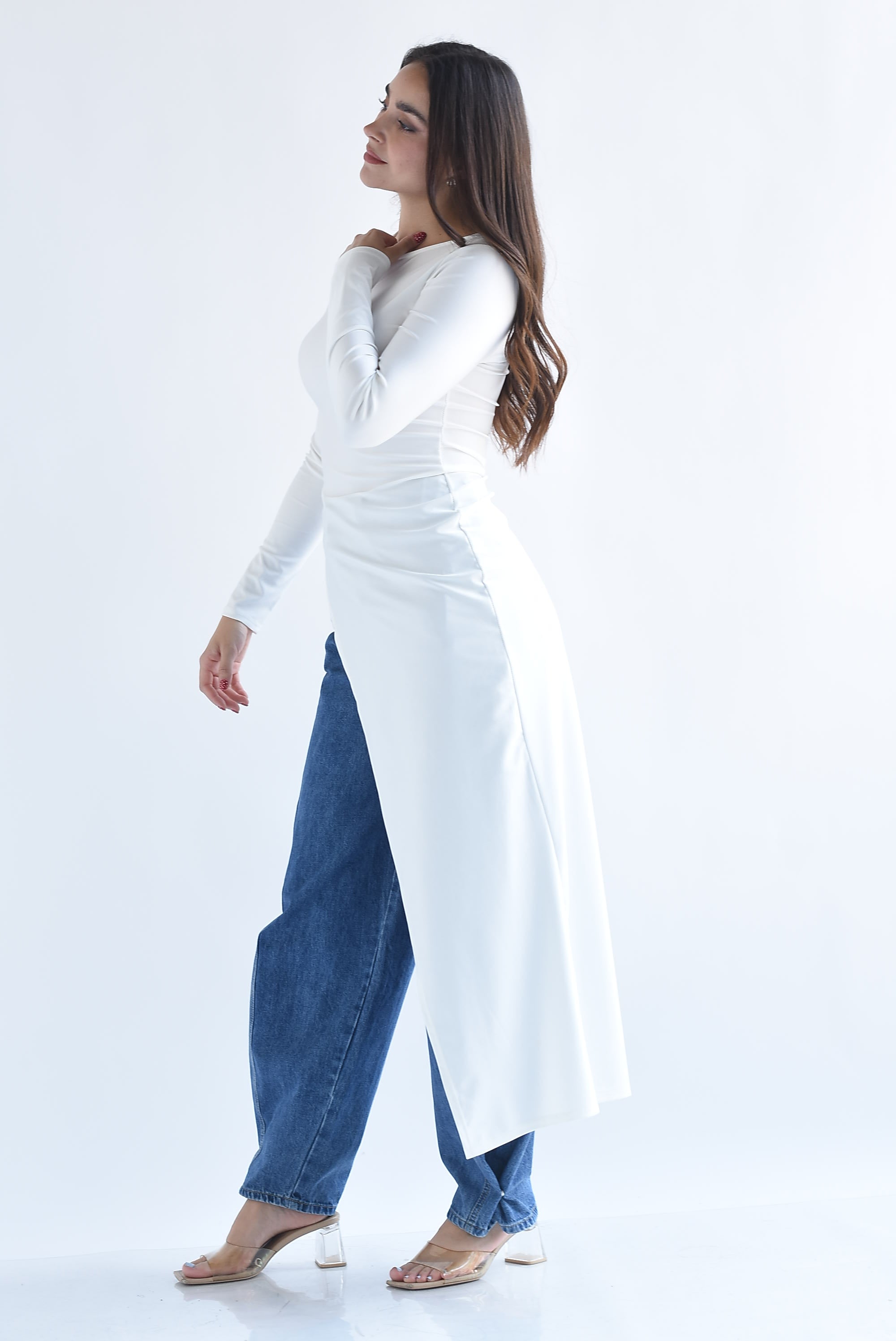 Maxiblusa asimétrica licra
