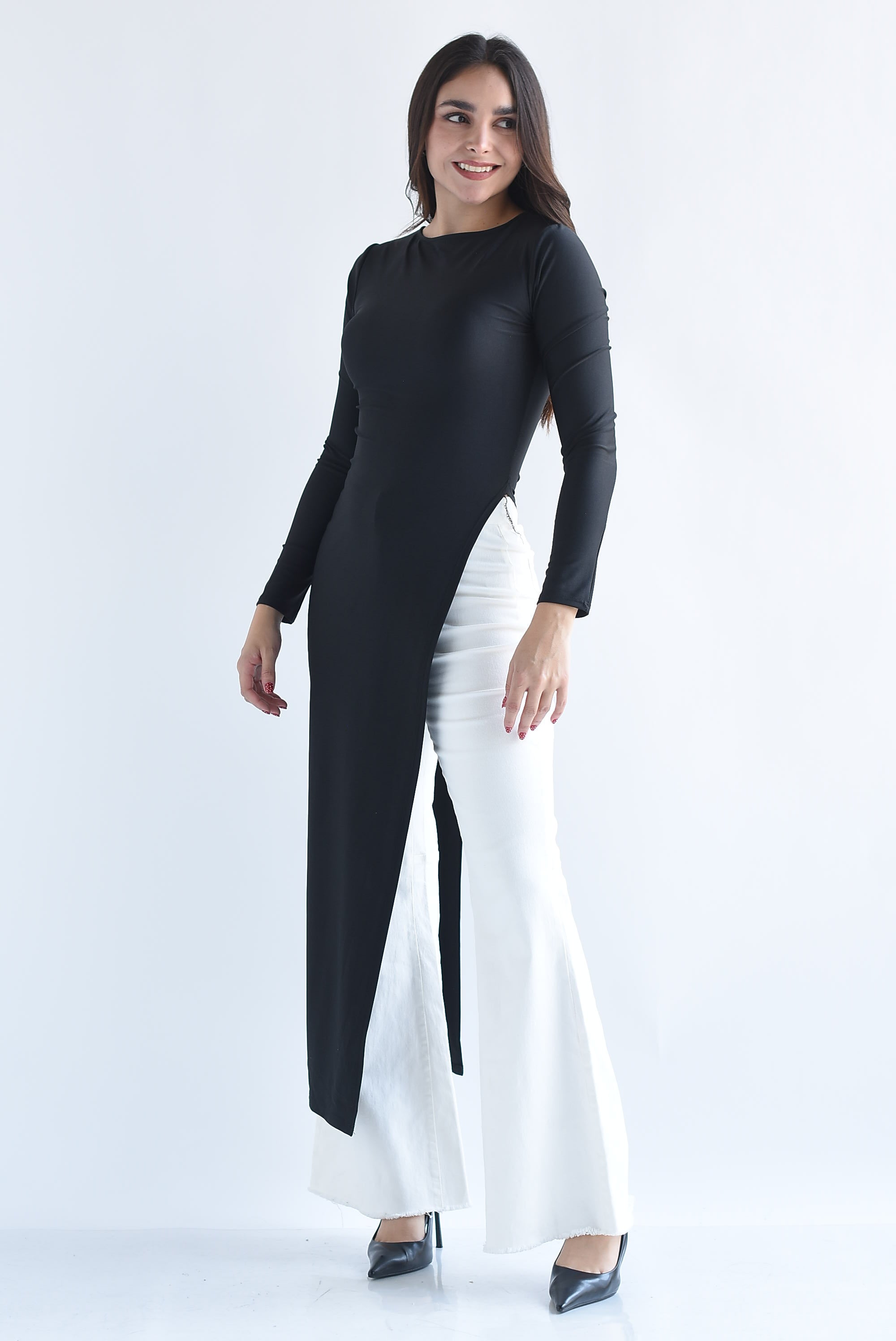 Maxiblusa asimétrica licra