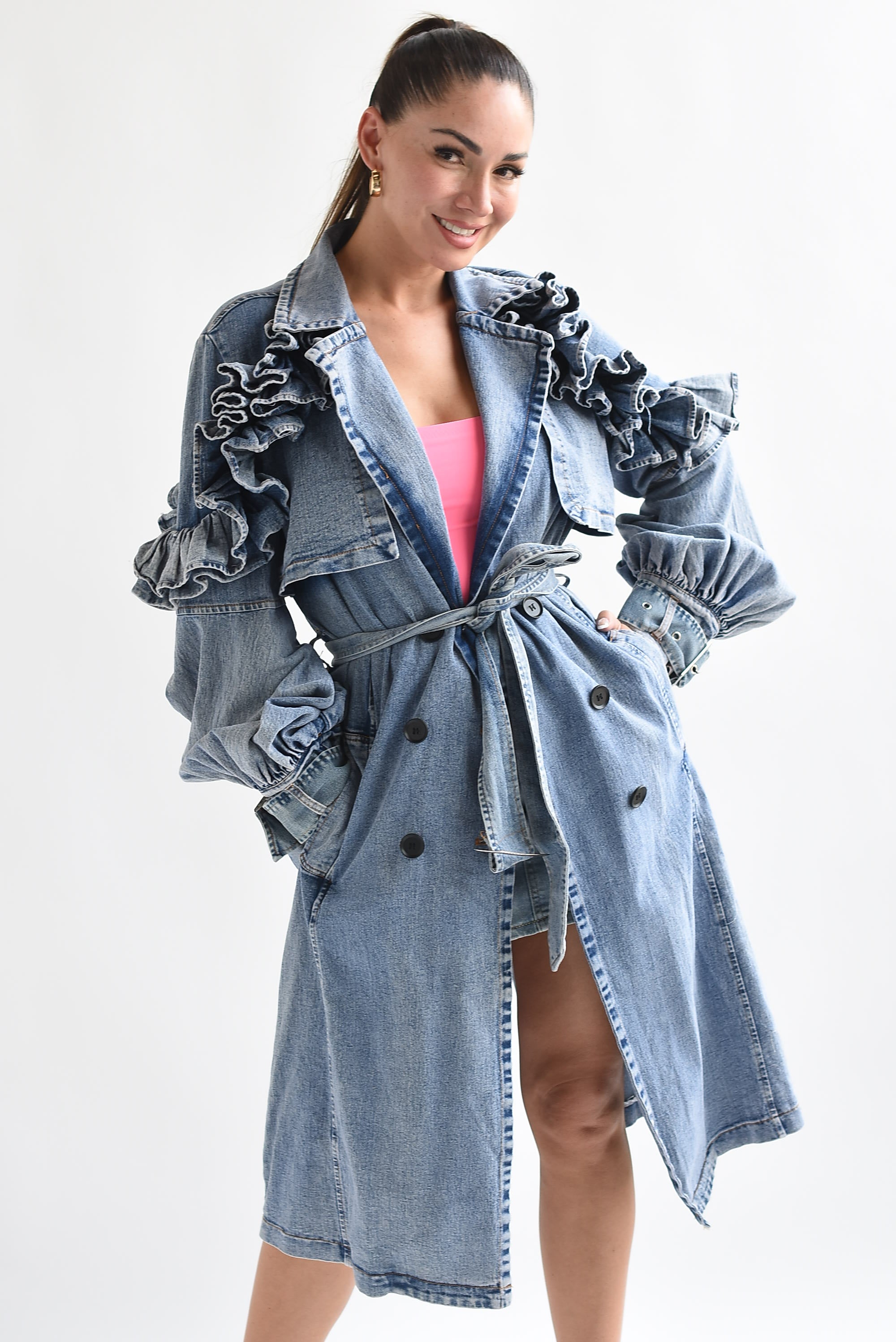 Gabardina hombros escarola Denim