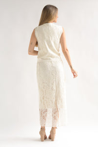 Fashion Styled Set Falda y Chaleco encaje Ivory