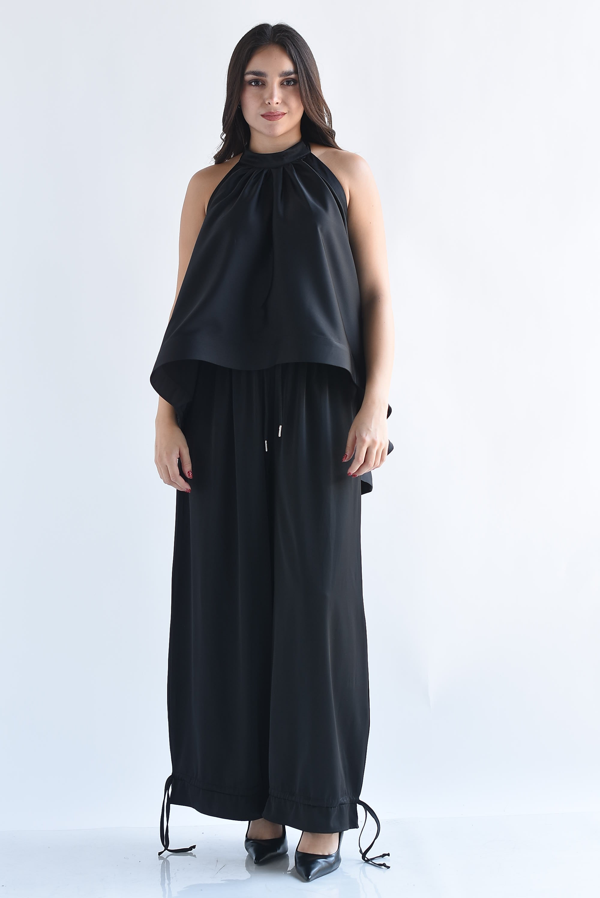 Set Pantalón globo jaretas y Blusa halter satín
