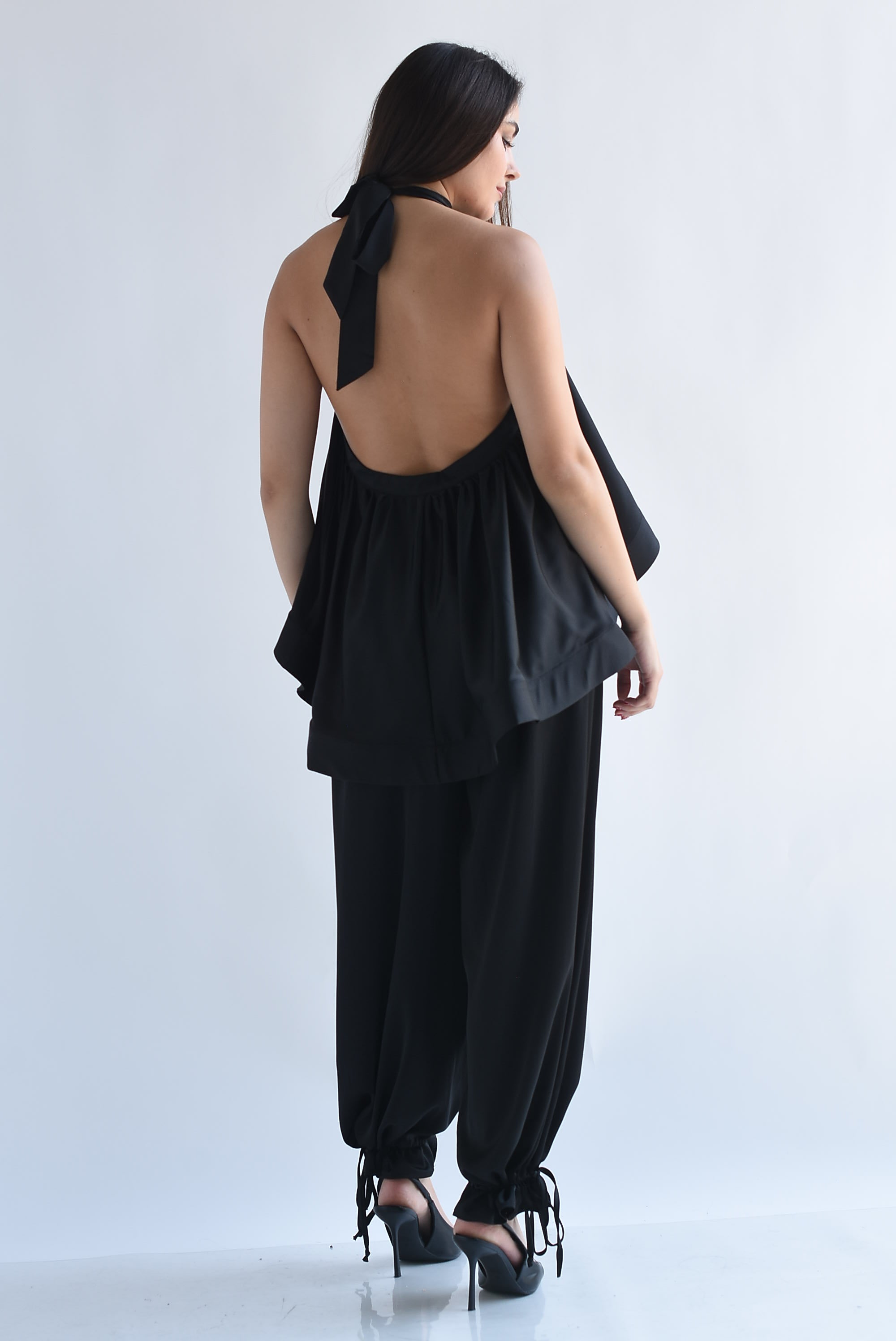 Set Pantalón globo jaretas y Blusa halter satín