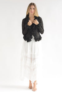 Fashion Styled Falda larga olanes en capas gasa Blanco