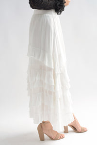 Fashion Styled Falda larga olanes en capas gasa Blanco