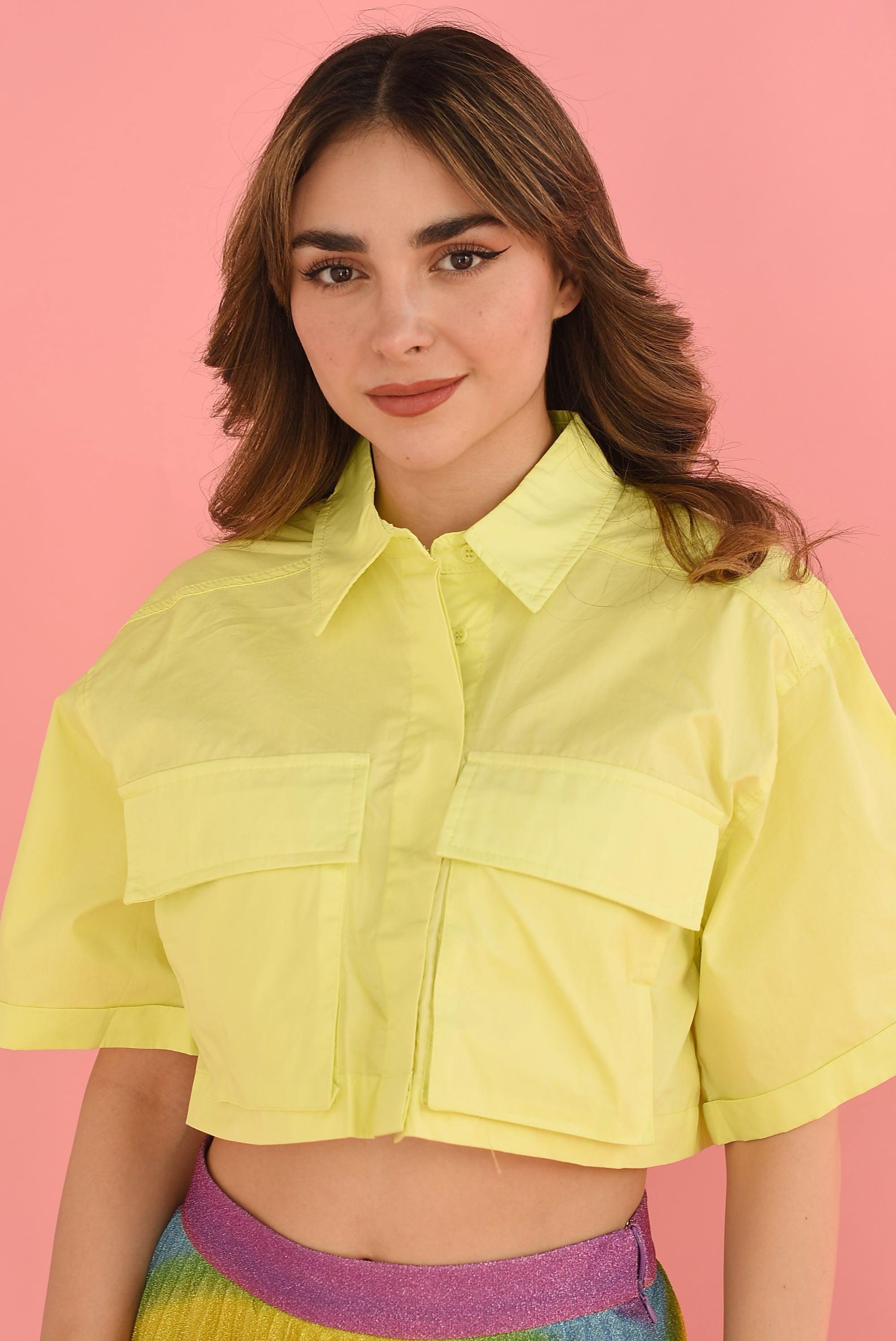 Camisa crop cargo Lime