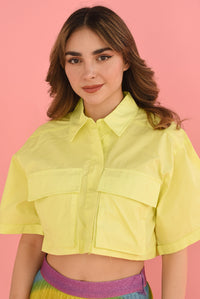 Fashion Styled Camisa crop cargo Lime