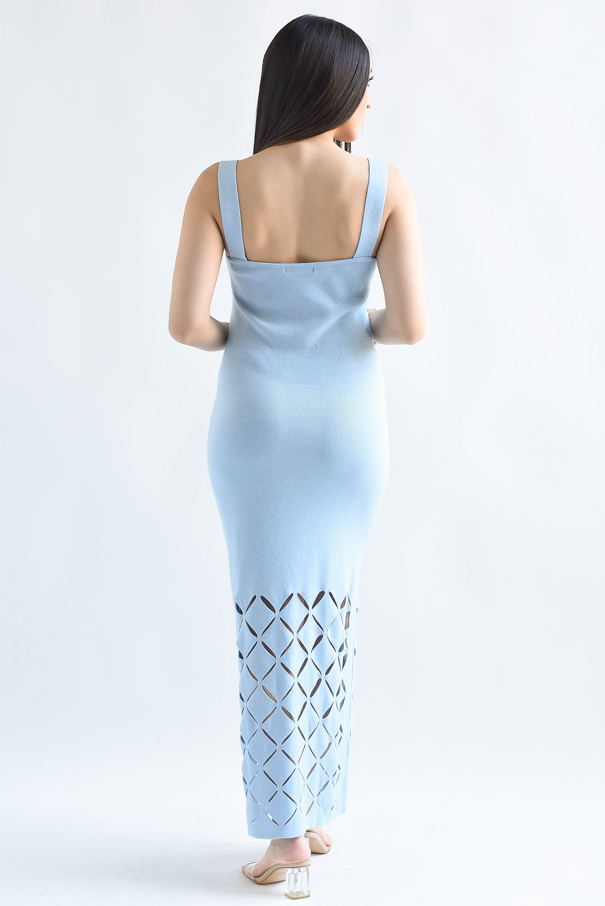 Vestido cut-out punto Rombos Azul