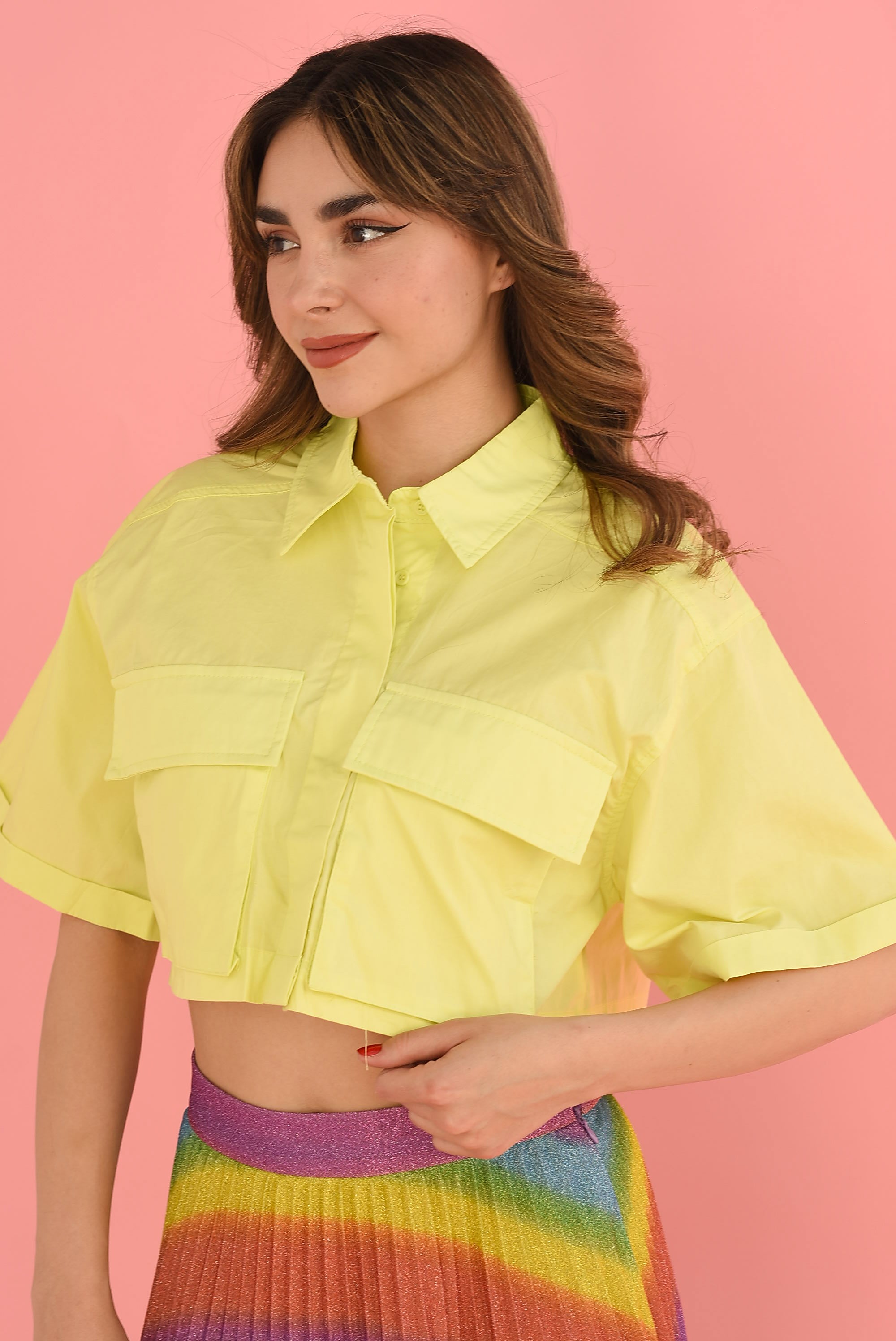 Camisa crop cargo Lime