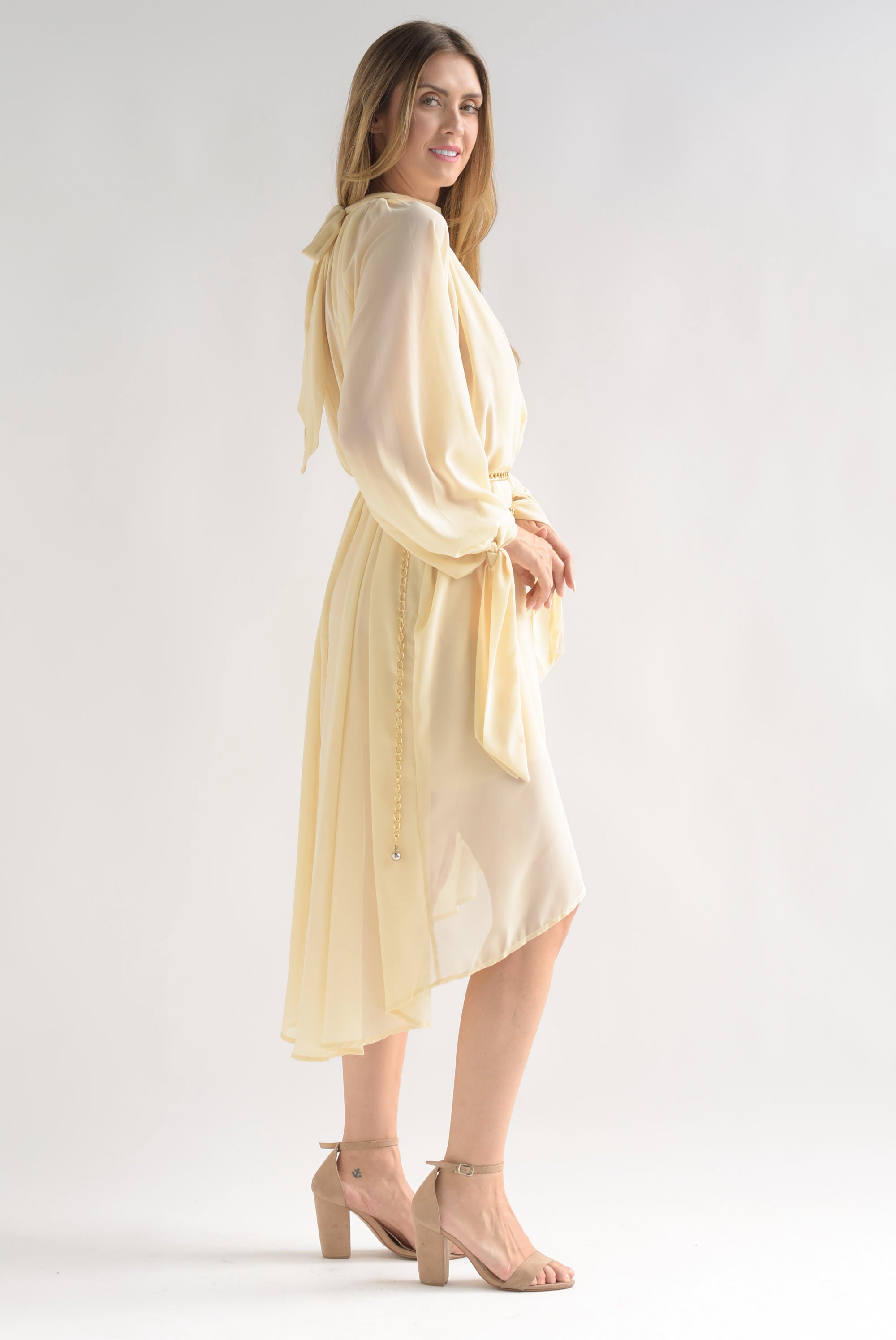 Maxi blusa asimétrica gasa Beige